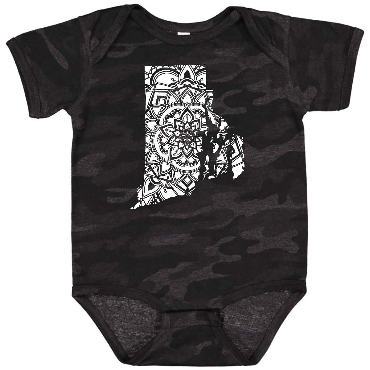 Inktastic Rhode Island Silhouette Mandala Baby Bodysuit - Soft Cotton Onesie for Newborns & Infants - Perfect for Family Outings, Photo Shoots & Everyday Wear