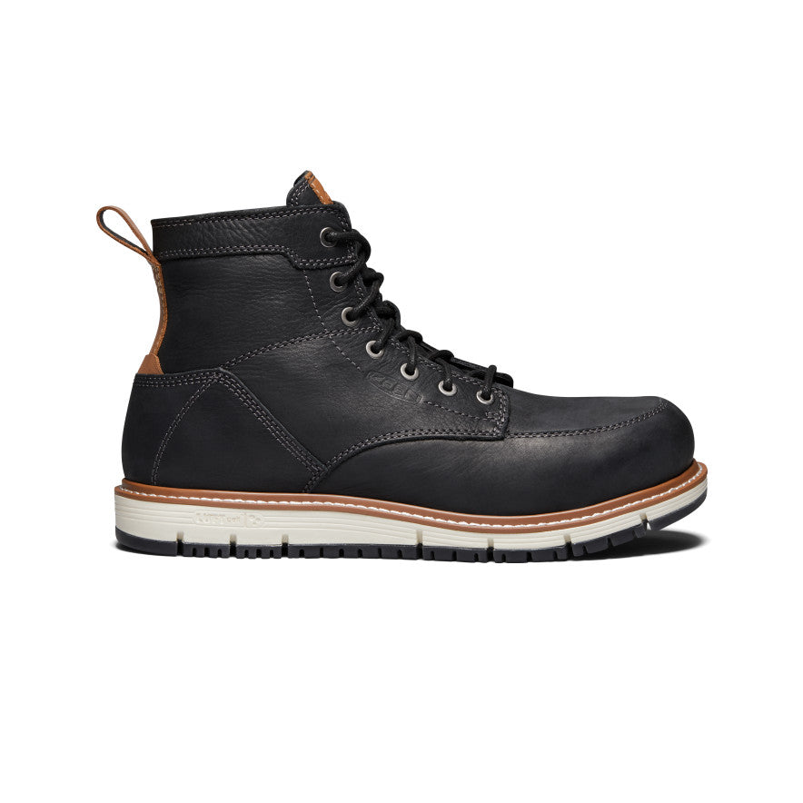 Men's San Jose 6 Aluminum Toe Work Boots - Black/Caramel Cafe | Durable Safety Shoes for Construction, Warehouse & Outdoor Work
