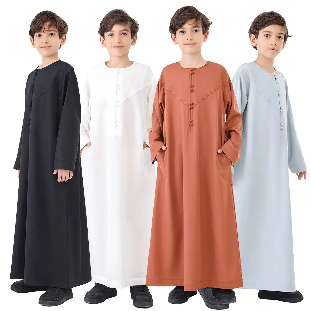 Arab Boy Thobe Middle East Thawb #B24887 - Traditional Islamic Robe for Kids - Perfect for Eid, Weddings & Special Occasions