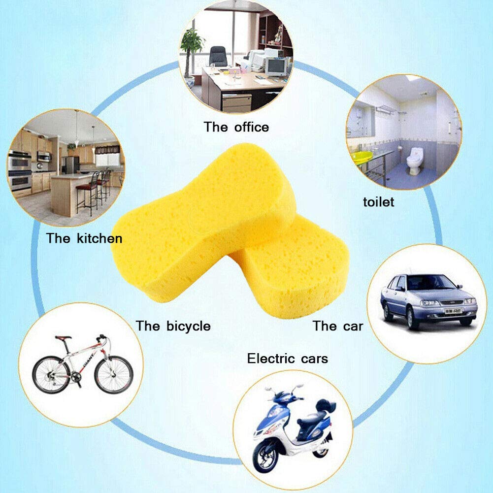 Premium Car Wash Sponges - 2 Pack Large Cleaning Sponge Pads for Auto Detailing & Kitchen Cleaning | Extra Absorbent Yellow Sponges with Vacuum Compressed Packaging | Perfect for Car Washing, Dish Cleaning & Household Chores