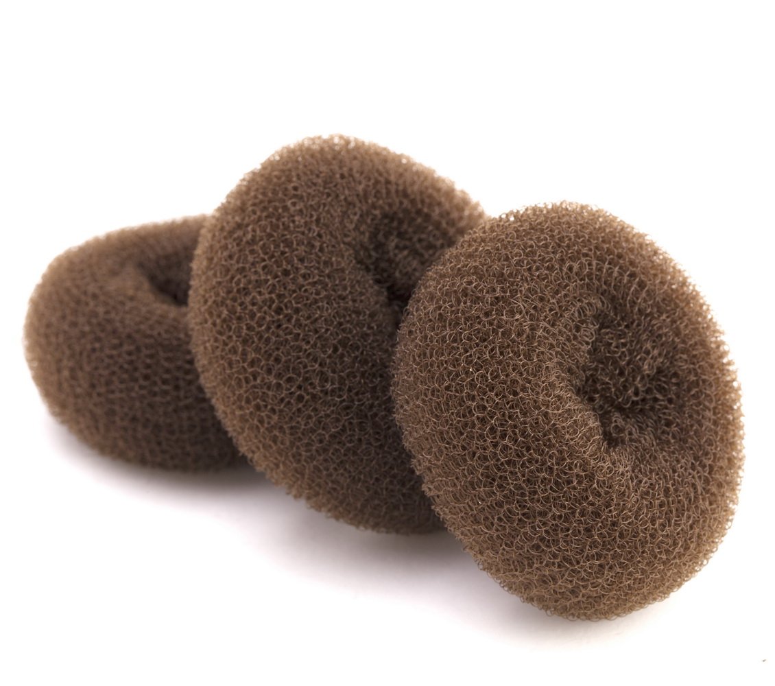 AJOY 3-Piece Mini Hair Bun Maker Set for Kids - Small Brown Donut Bun Shaper for Thin Hair (2-2.6 Inch) - Perfect for Toddler Girls, Dance, Ballet & Ballerina Hairstyles - Great for School, Recitals & Special Occasions