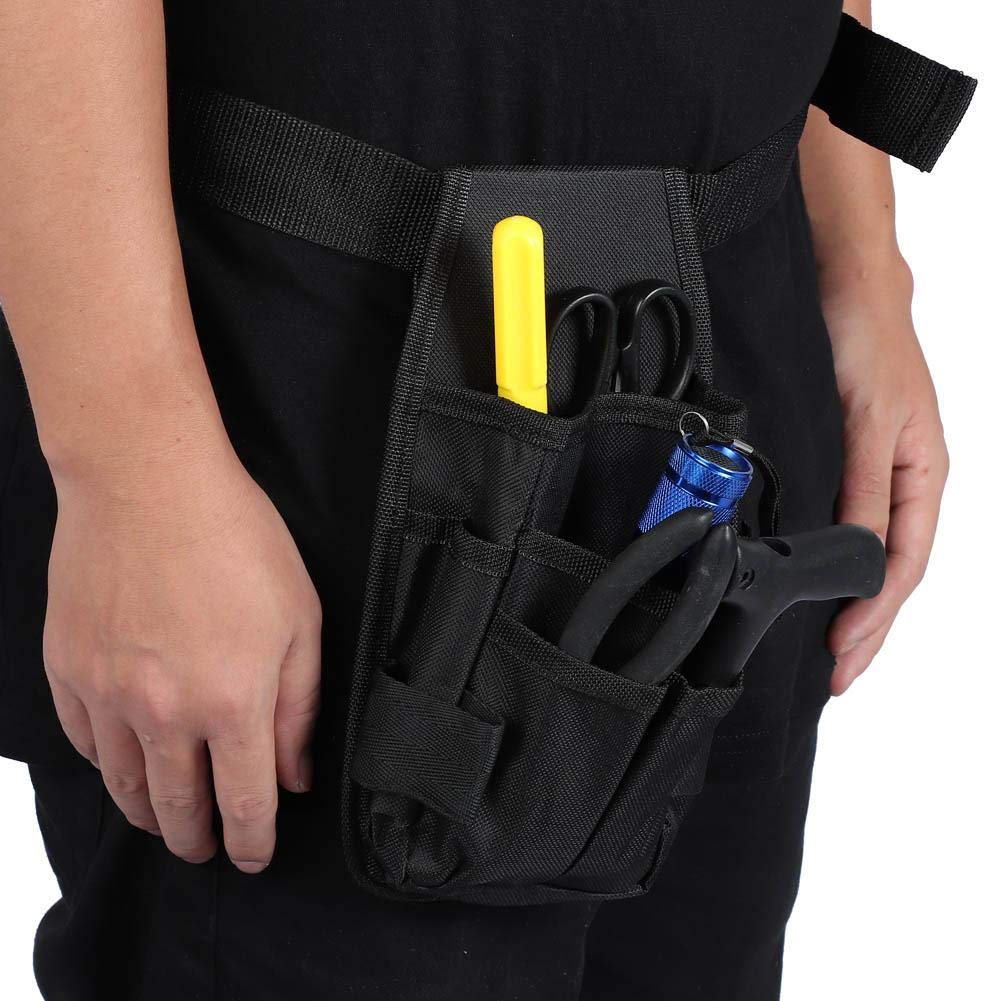 Delaman Black 6-Pocket Tool Belt Pouch - Heavy Duty Work Apron with Waist Pocket for Tool Storage & Organization - Perfect for Construction, Carpentry, DIY Projects & Home Repairs