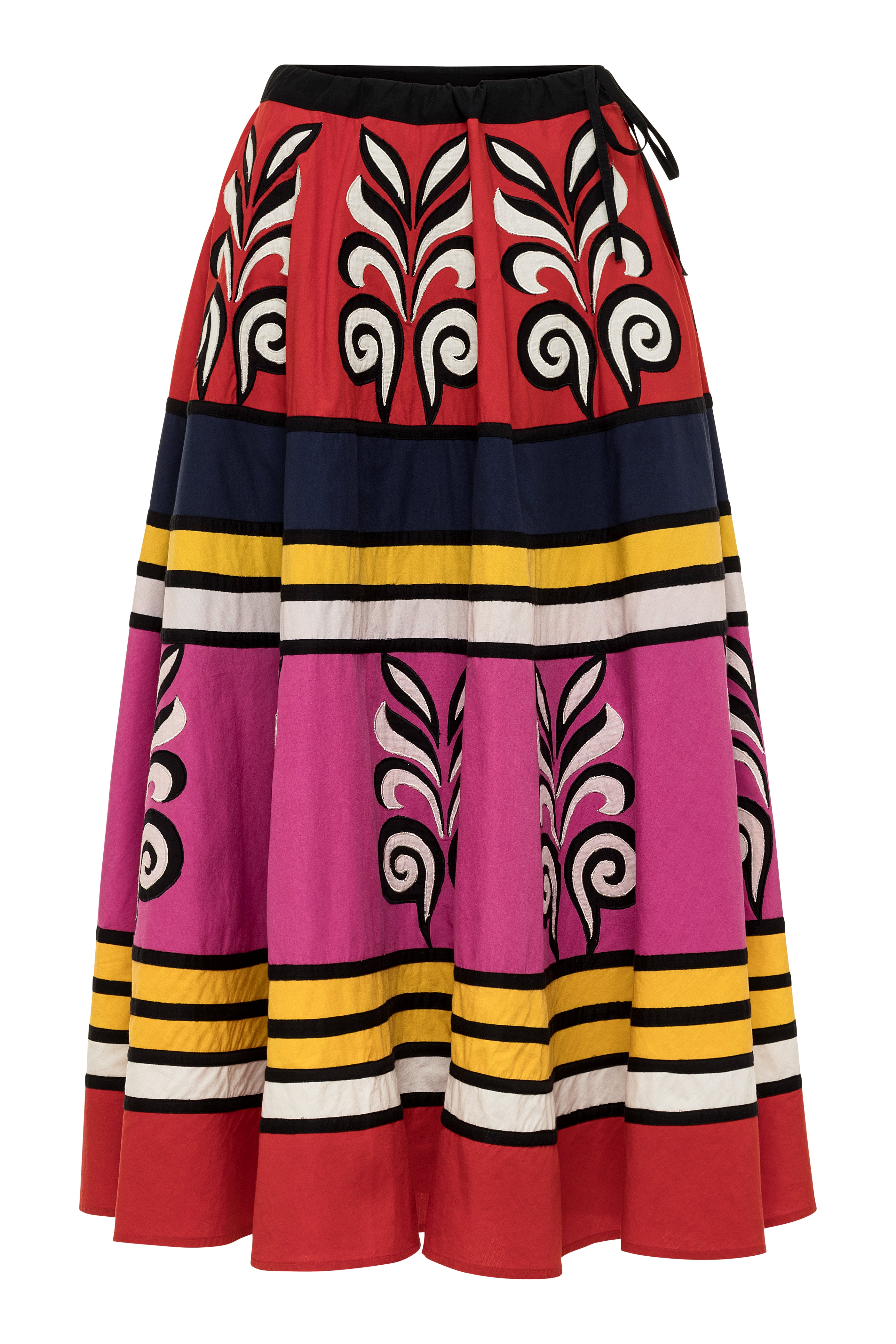 Elegant Applique Skirt for Women - Floral Embroidered A-Line Midi Skirt - Perfect for Casual Outings, Parties, and Summer Vacations