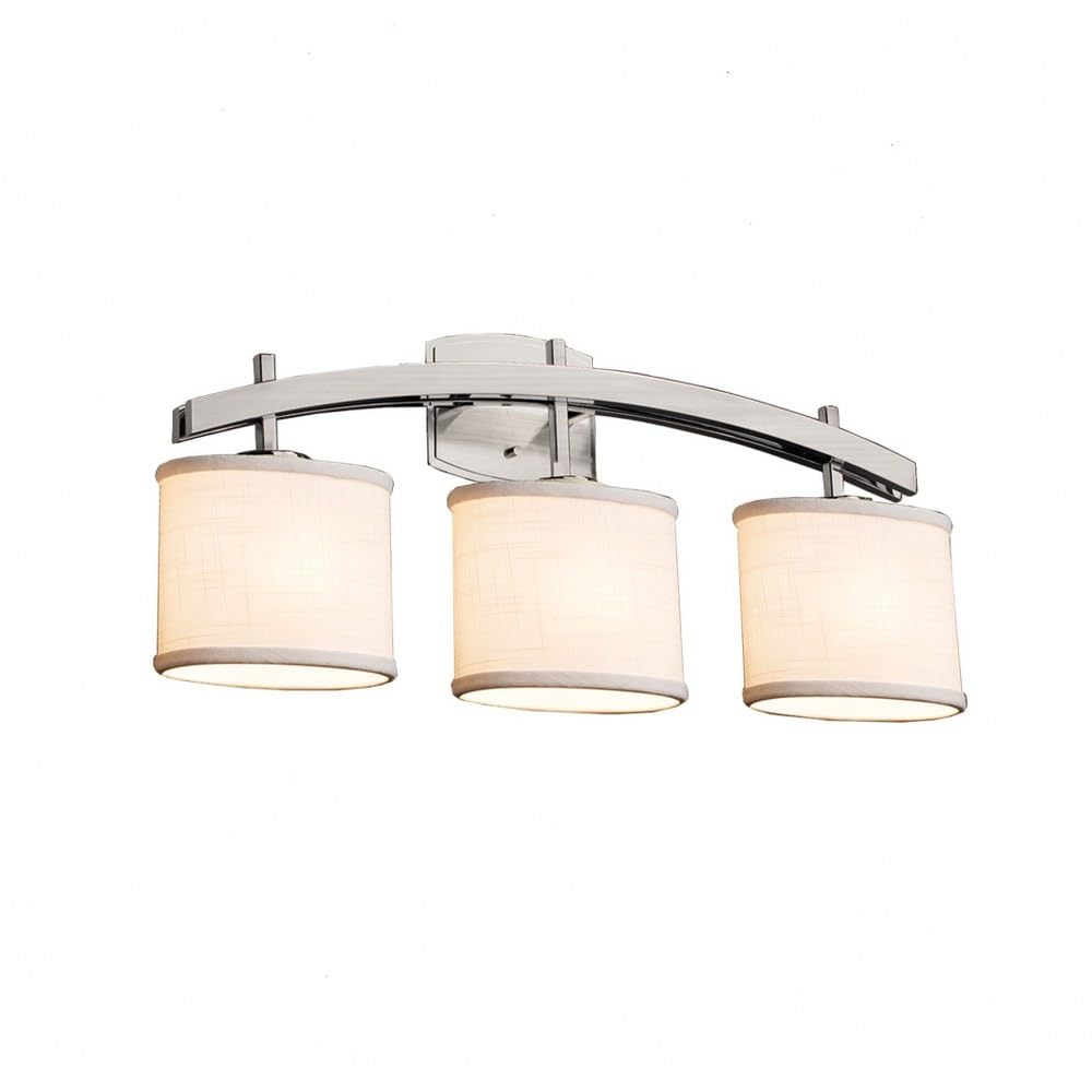 FAB-8593-30 3-Light Bathroom Vanity Light Fixture - Oval Dark Bronze Finish with Cream Fabric Shade for Modern Bathroom Decor | Perfect for Master Bath, Powder Room & Spa Lighting