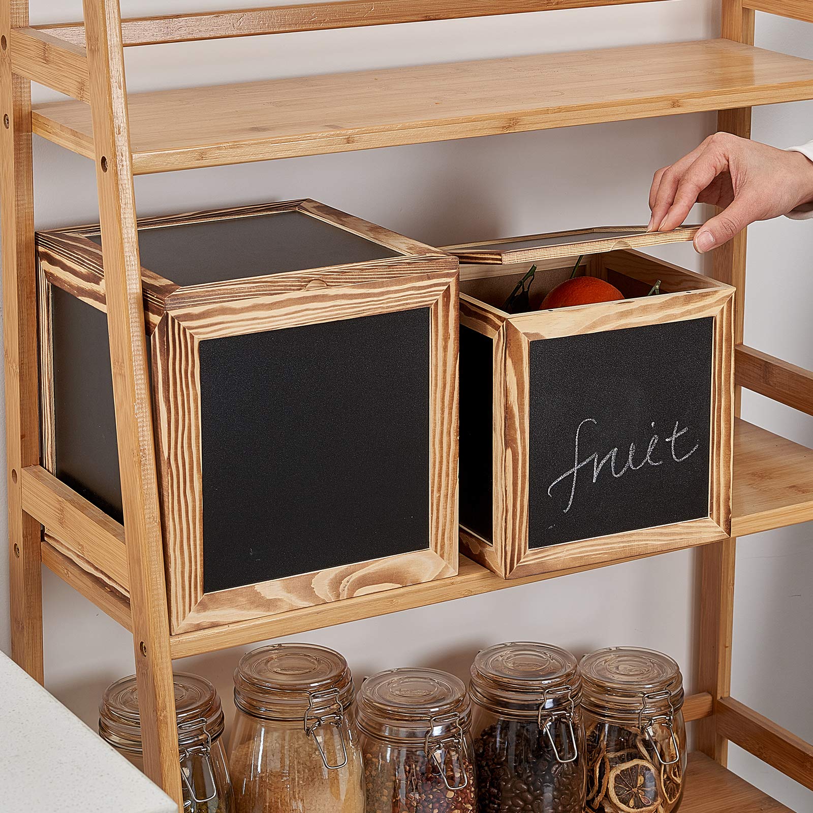 Set of 2 Rustic Wooden Storage Boxes with Chalkboard Paint (7.9