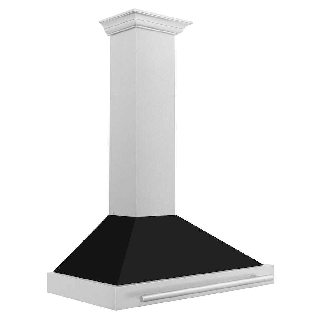 ZLINE 30 Inch Stainless Steel Wall Mount Range Hood - Convertible Satin Finish with Black Matte Shell & Stainless Steel Handle (KB4SNX BLM 30) | Perfect for Modern Kitchen Ventilation & Smoke Removal