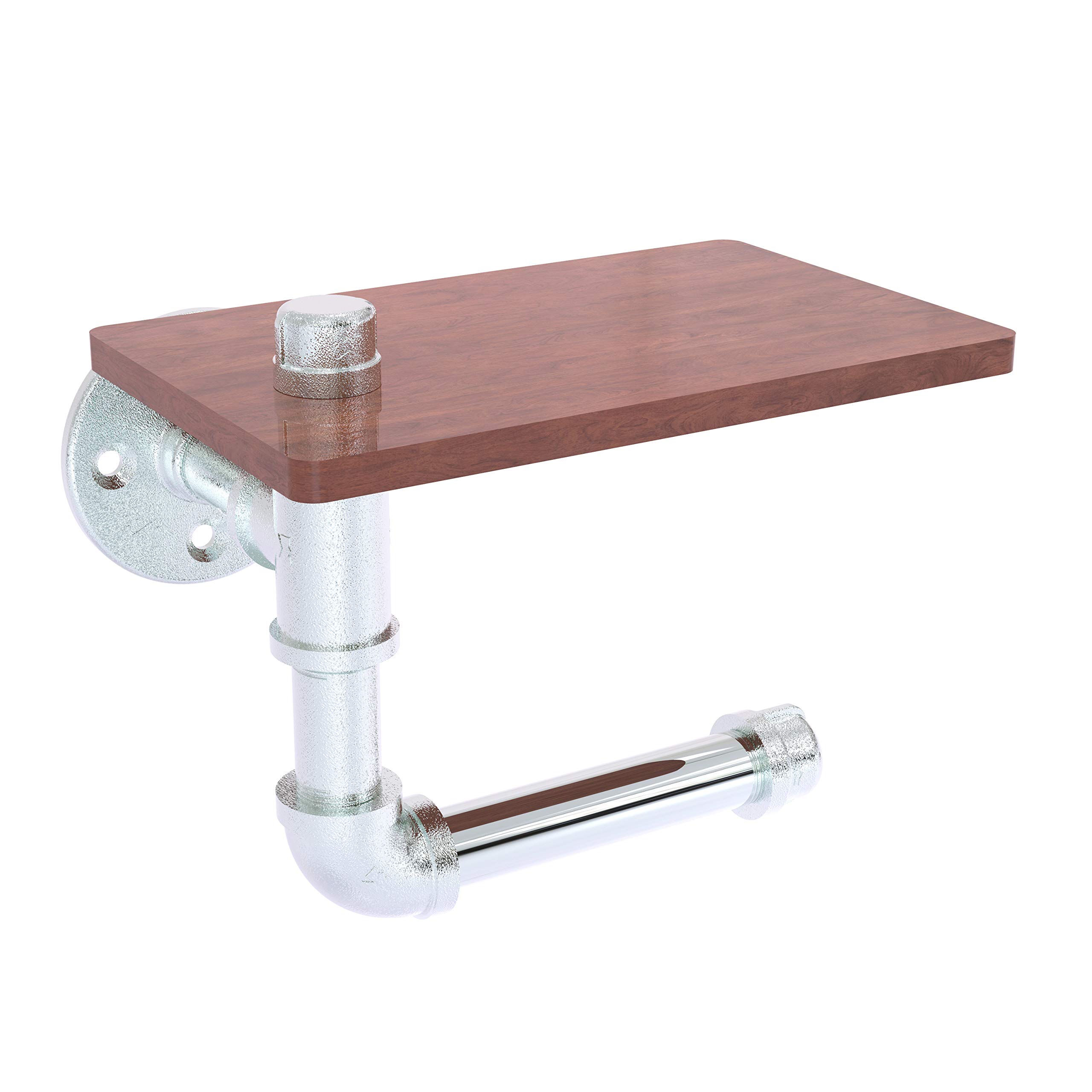 Allied Brass Pipeline Collection Toilet Paper Holder with Wood Shelf - Bathroom Storage Organizer for Modern & Farmhouse Decor