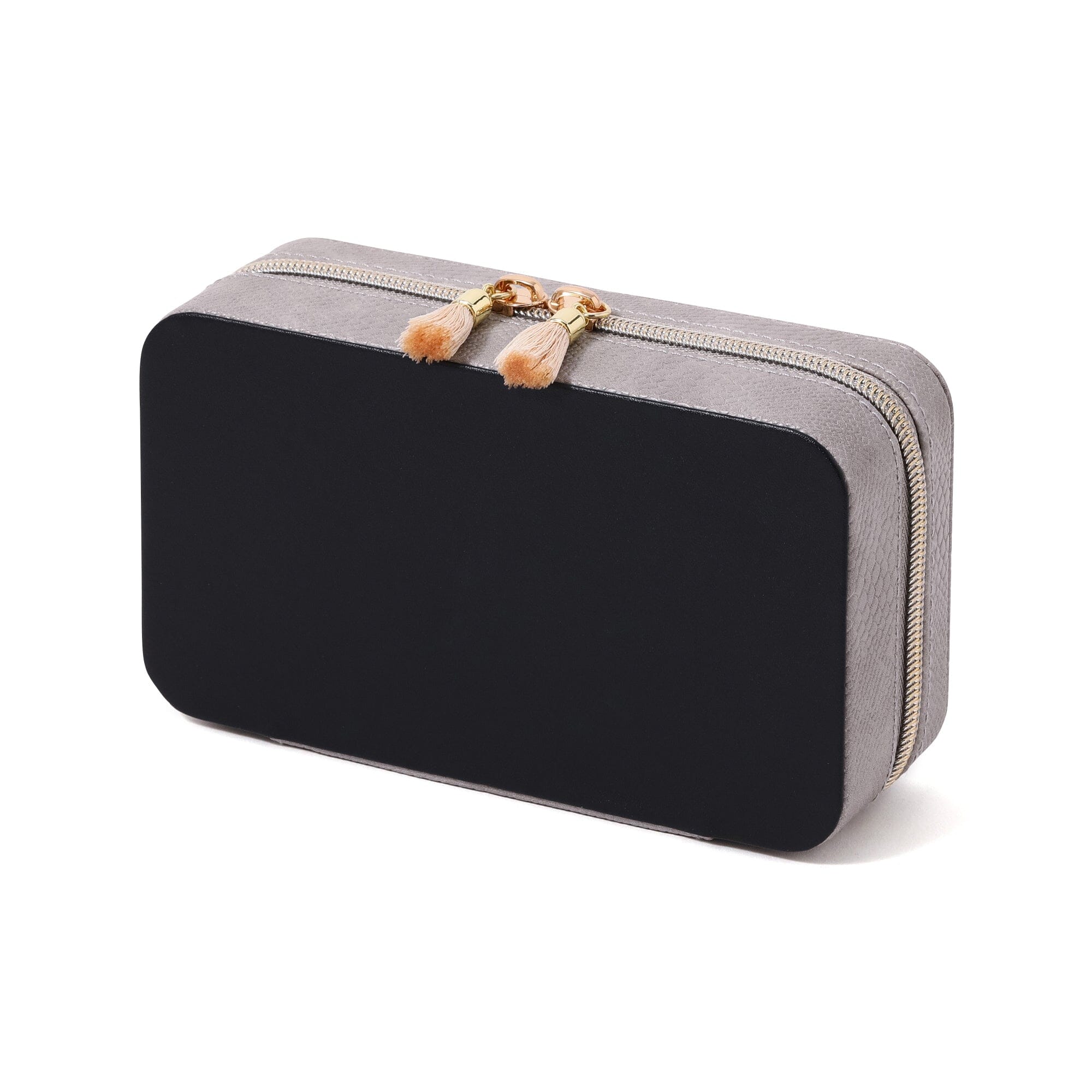 Flavia Travel Jewelry Box - Compact Organizer for Necklaces, Rings & Earrings - Perfect for Vacation, Business Trips & Gifts (M, Grey)