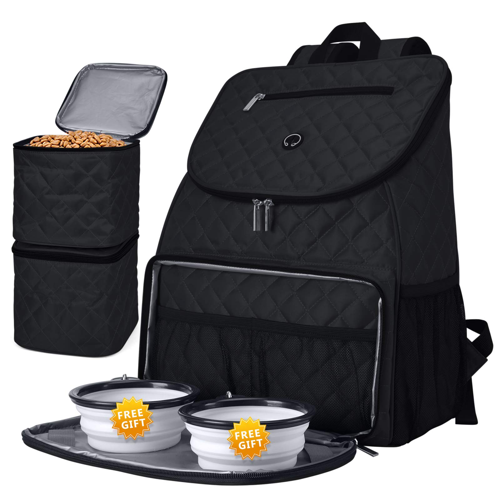 **BAGLHER Airline Approved Dog Travel Backpack – Pet Carrier with 2 Collapsible Bowls & Food Containers for Hiking, Camping & Air Travel**