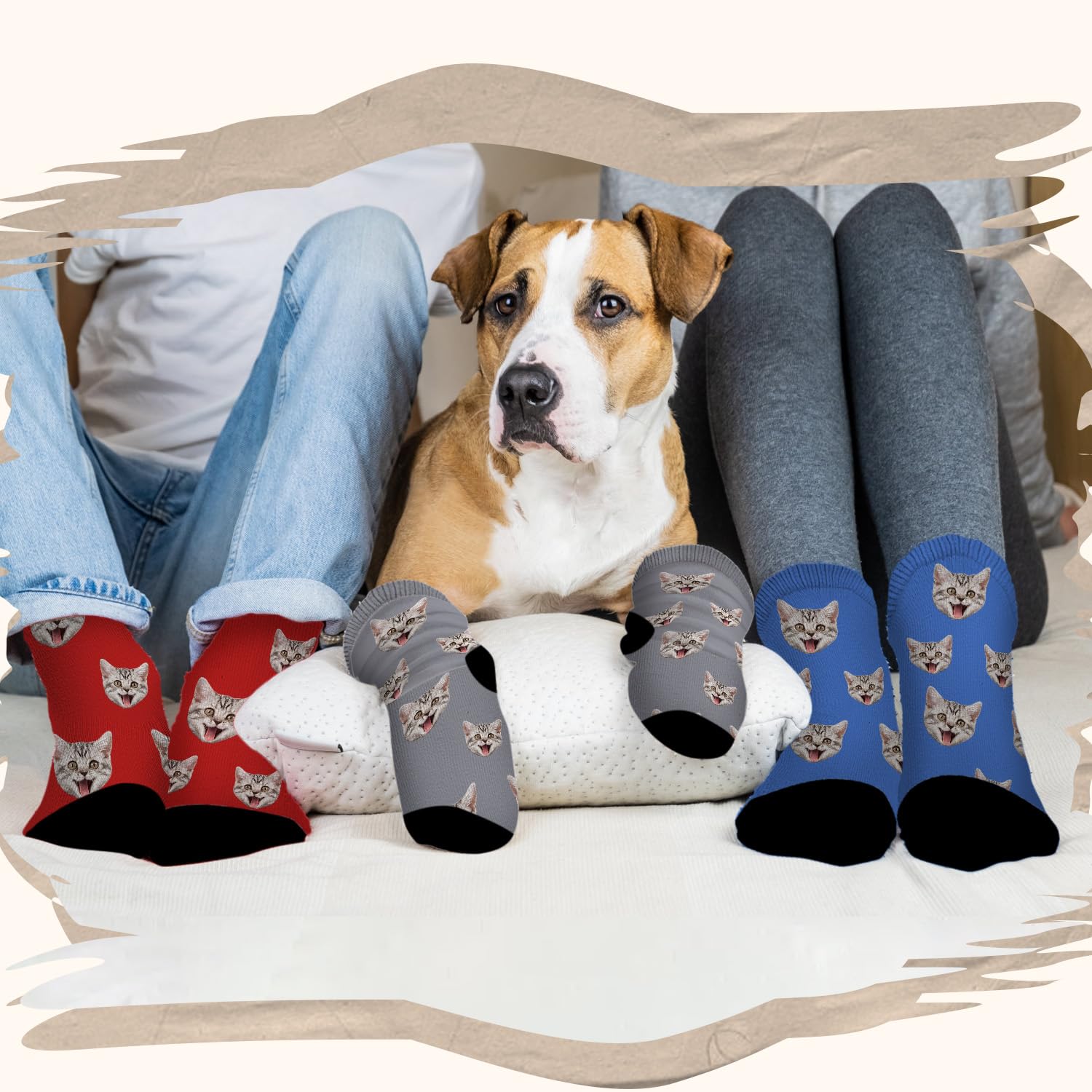 ShineSand Custom Pet Lovers Face Socks - Personalized Dog Cat Socks for Women & Men - Unique Gift for Animal Lovers - Perfect for Holidays, Birthdays & Matching Couple Outfits