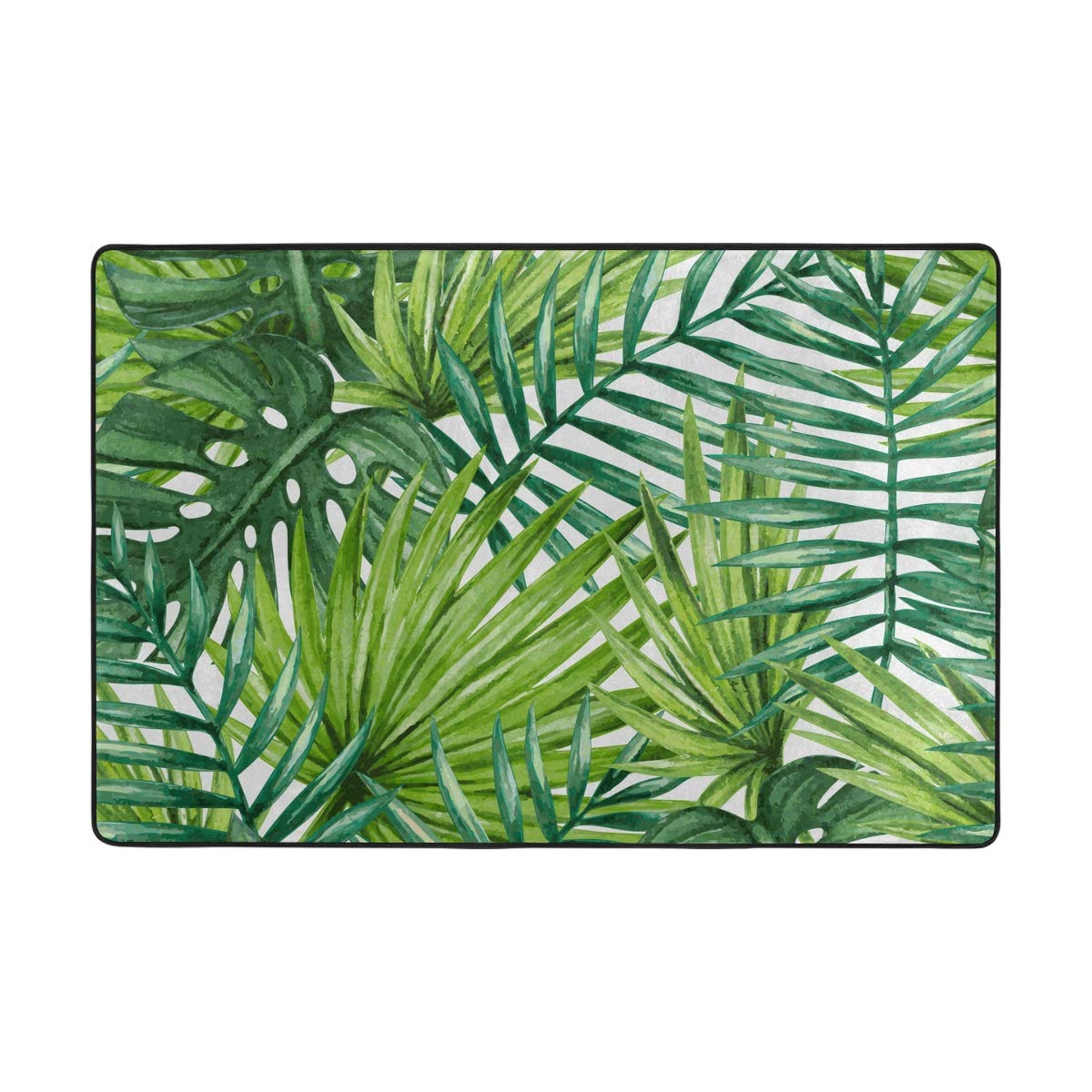 ALAZA Non-Slip Watercolor Tropical Palm Leaves Doormat - 24x36 Inch Indoor/Outdoor Entryway Mat, Washable Bath Floor Rug for Home, Patio & Poolside Decor
