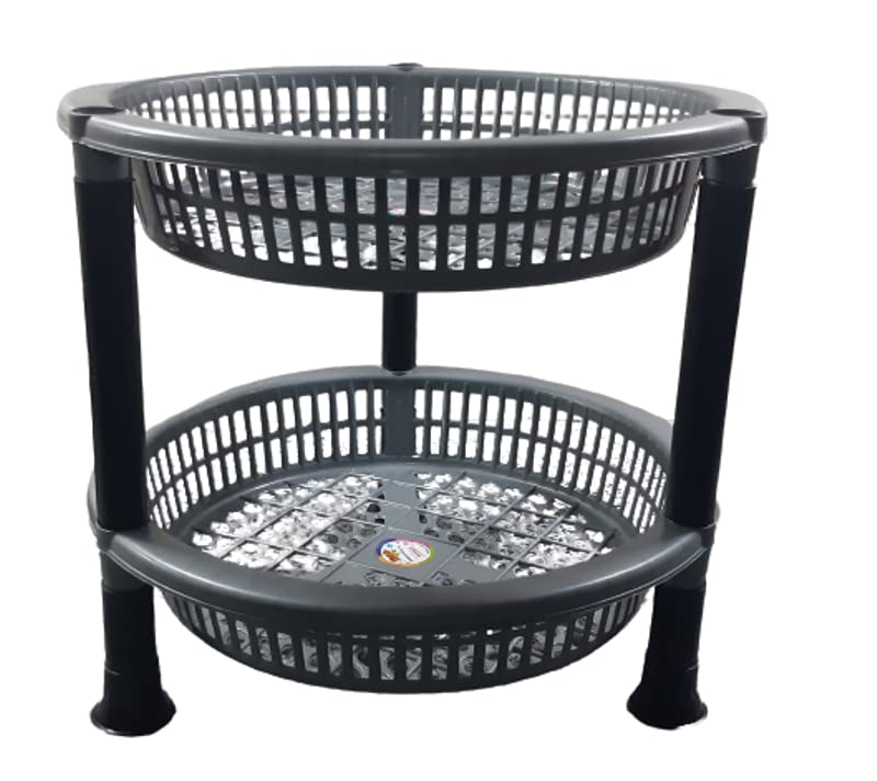 3-Tier Kitchen Storage Basket Organizer - Space Saving Shelf for Fruits, Vegetables, Onions & Potatoes - Multi-Purpose Home & Office Organization (Gray) | Perfect for Pantry, Countertop & Small Space Storage