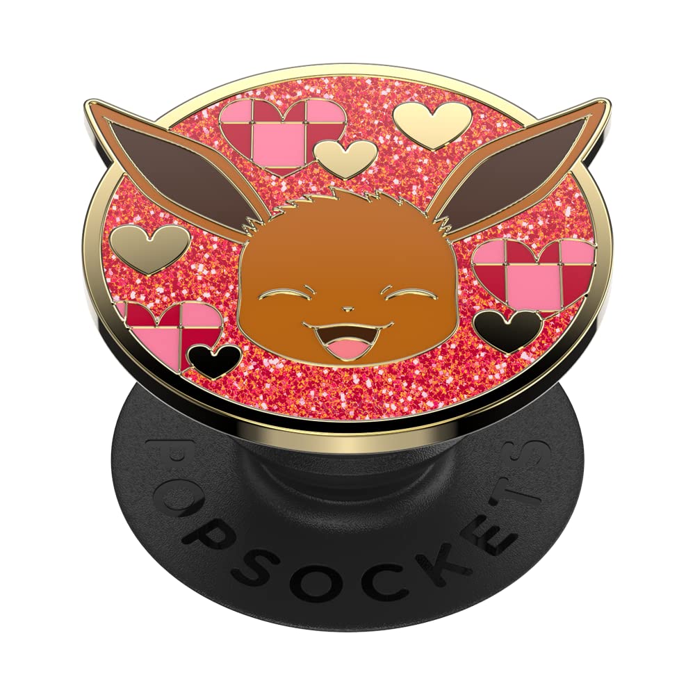 PopSockets PopGrip with Interchangeable Top - Pokémon Eevee XOXO Enamel Design - Phone & Tablet Stand, Grip Holder for iPhone, Samsung - Perfect for Gaming, Selfies, and Hands-Free Viewing