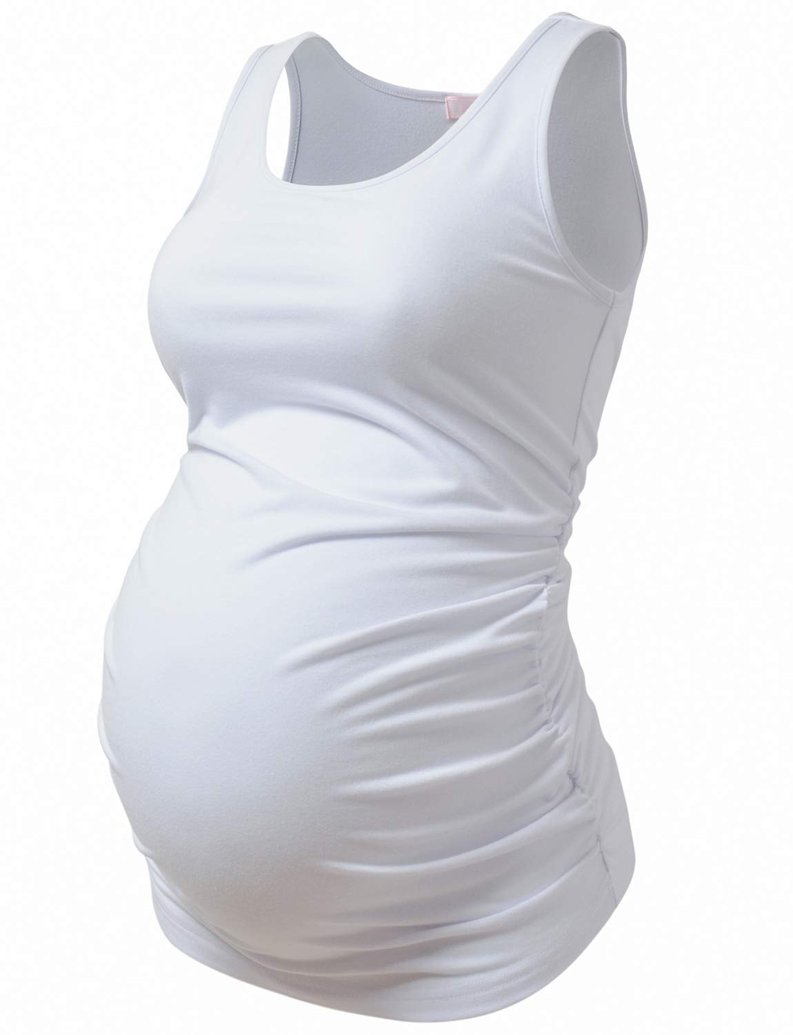 Women's Maternity Tank Tops - Ruched Sleeveless Basic Shirts for Pregnancy, Nursing & Everyday Comfort | Soft Stretchy Maternity Tee for Casual Wear, Layering & Summer Outfits