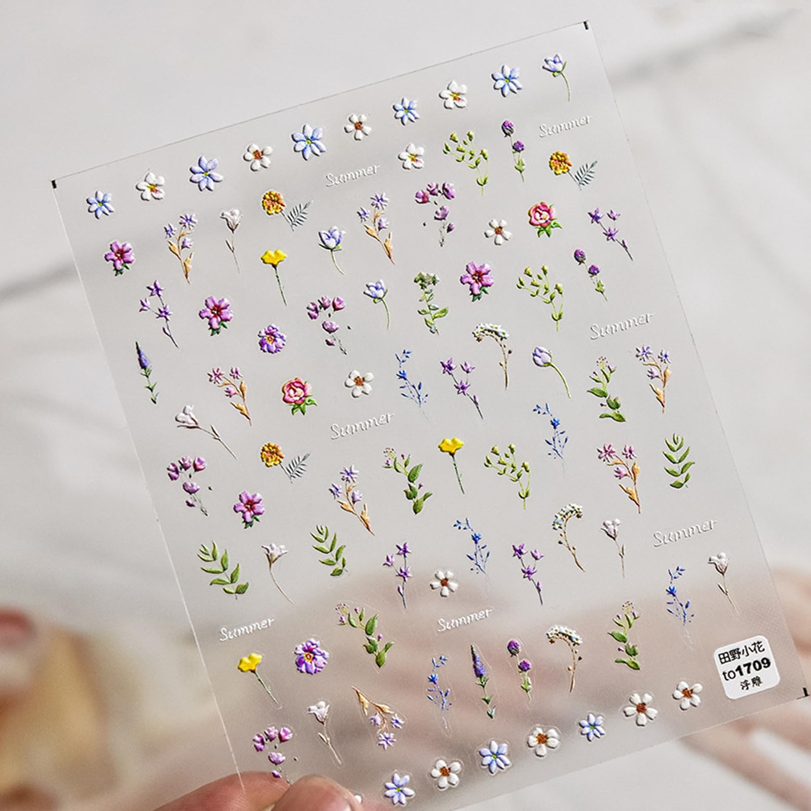 5D Floral Nail Stickers - Summer Flower & Leaf Nail Art Decals, Self-Adhesive Embossed Manicure Sliders for DIY Nail Decoration | Perfect for Parties, Weddings, and Everyday Nail Art Designs