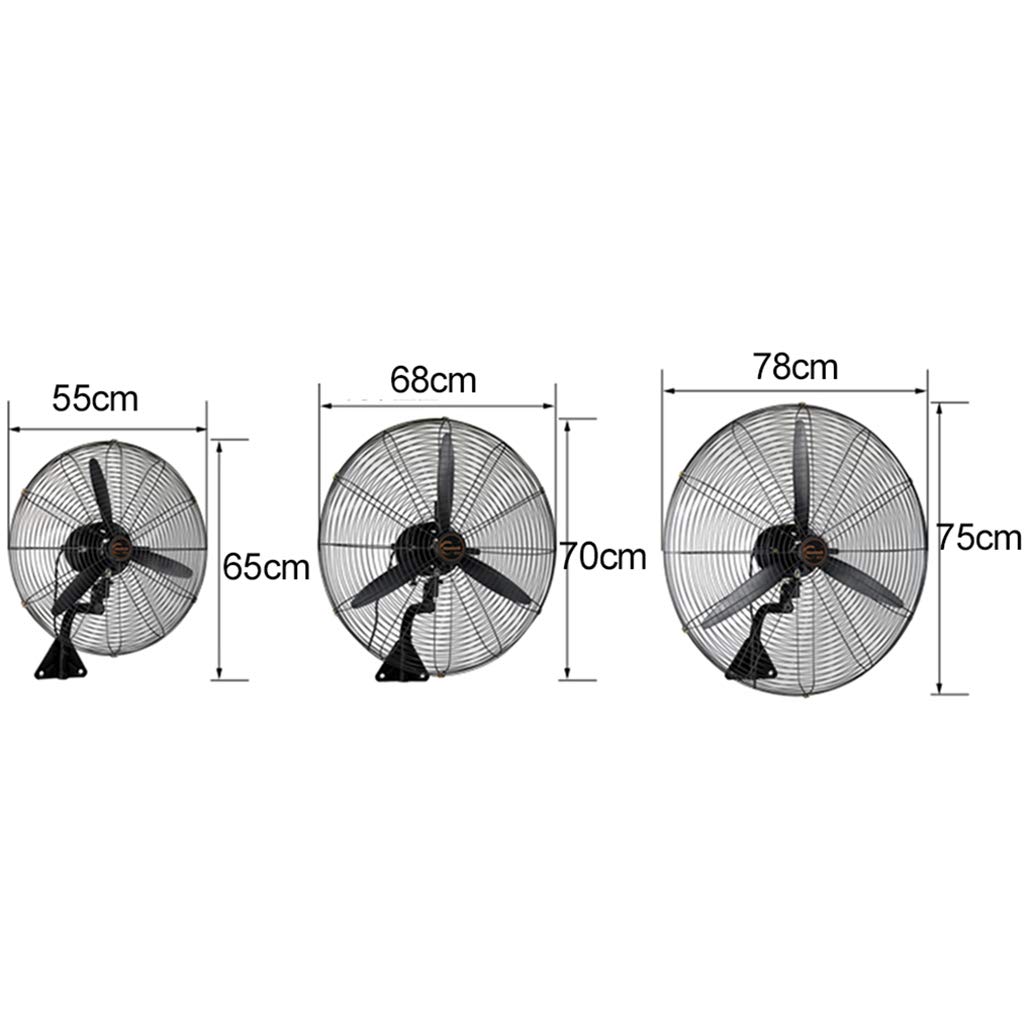 High Power Industrial Wall Mount Fan - 55/68/78cm Large Commercial Black Mechanical Fan with Silent Oscillation - Perfect for Warehouses, Workshops, and Office Cooling