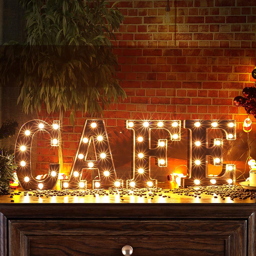 Glintee LED Light Up Letters - Black Alphabet Night Lights for Home, Bar, Birthday, Wedding & Party Decor - Perfect for Festivals, Bedroom, Nursery & Outdoor Events