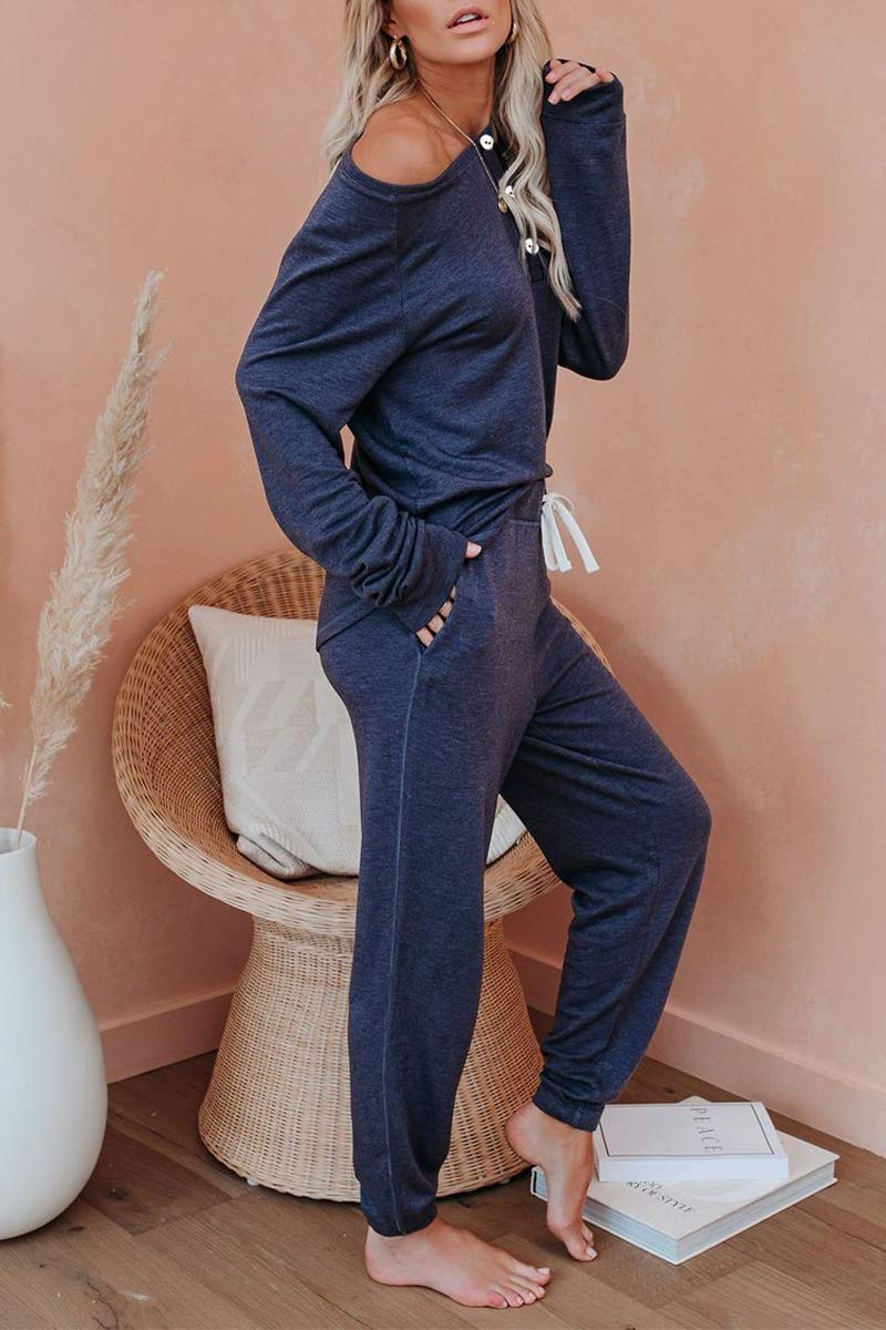 AUTOMET Women's 2-Piece Pajama Set - Cozy Fall Loungewear Sweatsuit with Soft Sweatpants | Perfect for Relaxing at Home, Lounging & Sleepwear