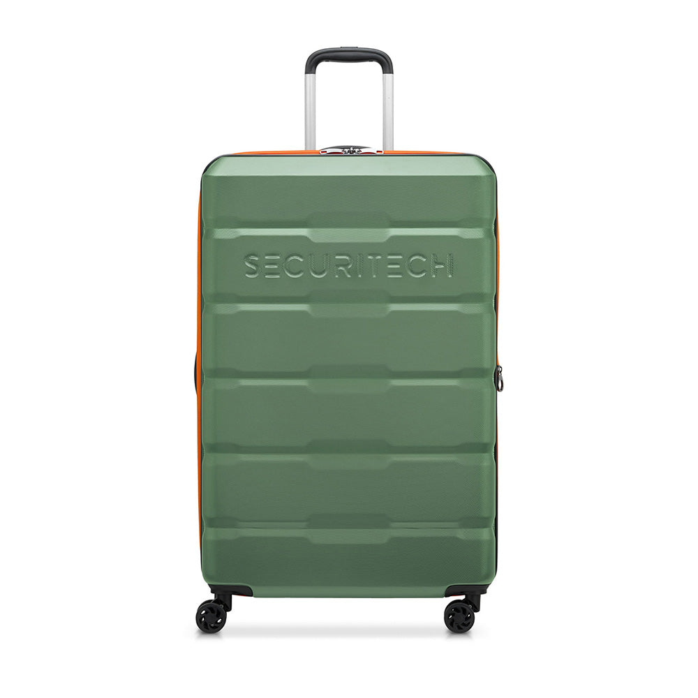 Delsey Paris Securitech® Citadel DY40058 76cm 4 Double Wheel Spinner Luggage - Green | Durable Expandable Suitcase for International Travel & Business Trips