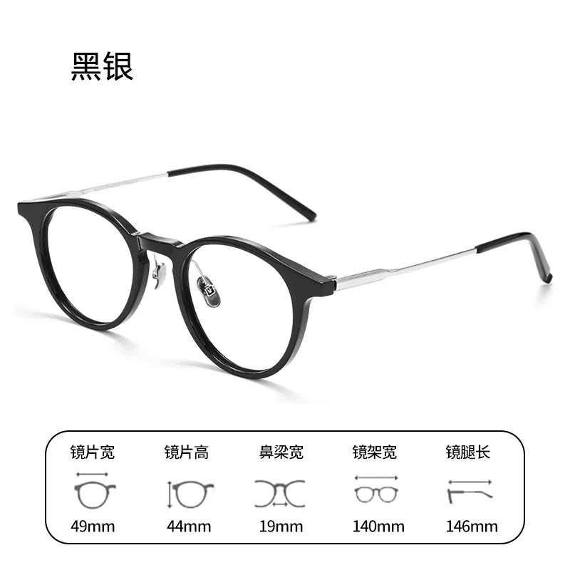 Bclear Unisex Full Rim Round Square Acetate Titanium Eyeglasses 298111 - Lightweight & Durable Frame for Men & Women - Perfect for Reading, Work, and Everyday Fashion
