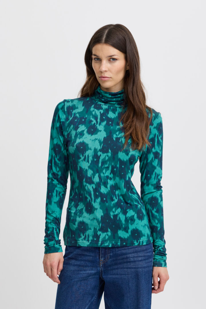 Nava Roll Neck Top for Women - Soft & Comfortable Green/Blue Slate Knit Sweater | Perfect for Casual Wear, Office Outfits & Fall Layering