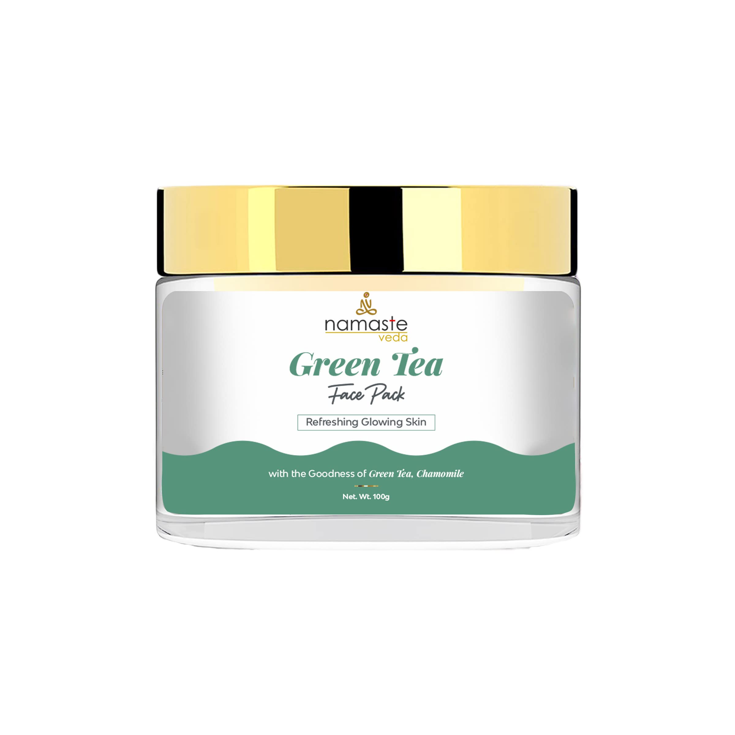 Namaste Veda Green Tea Face Pack - Dark Spot Remover & Deep Cleansing | Anti-Acne Treatment for Clear, Glowing Skin | With Aloe Vera, Vitamin C & E | 100g for Women & Men | Perfect for Daily Skincare & Acne-Prone Skin