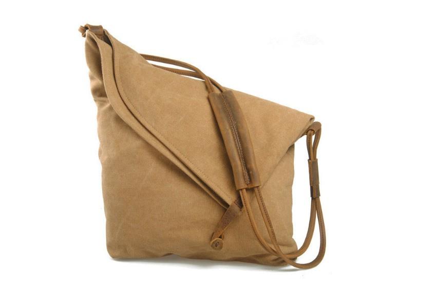 Premium Large Canvas Messenger Bag - Genuine Leather Shoulder Handbag for Men & Women - Perfect for Work, Travel & Everyday Use