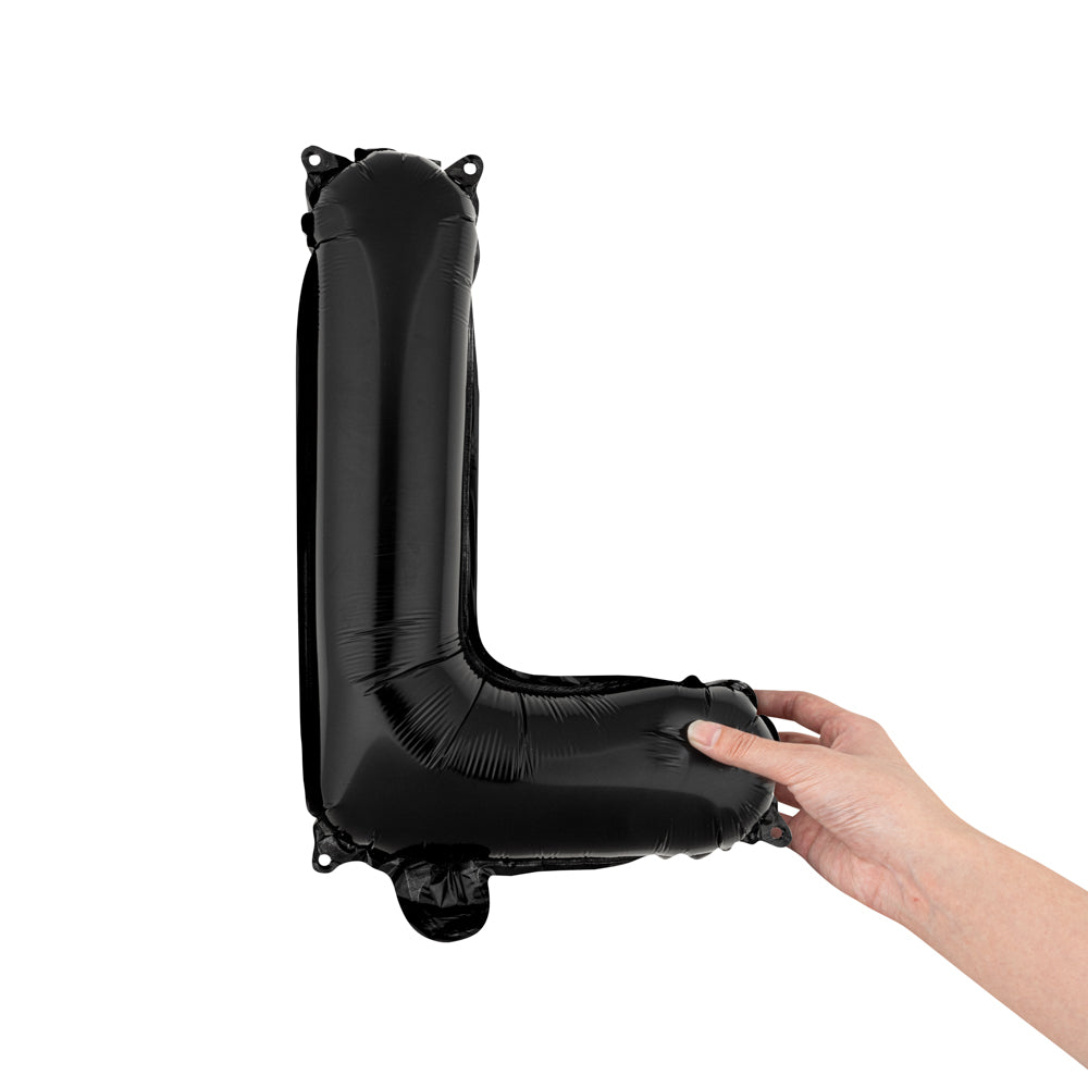 Black Mylar Letter L Balloon - 16 Inch Large Foil Alphabet Balloon for Birthday Party Decorations, Baby Showers & Graduation Celebrations (1 Count)