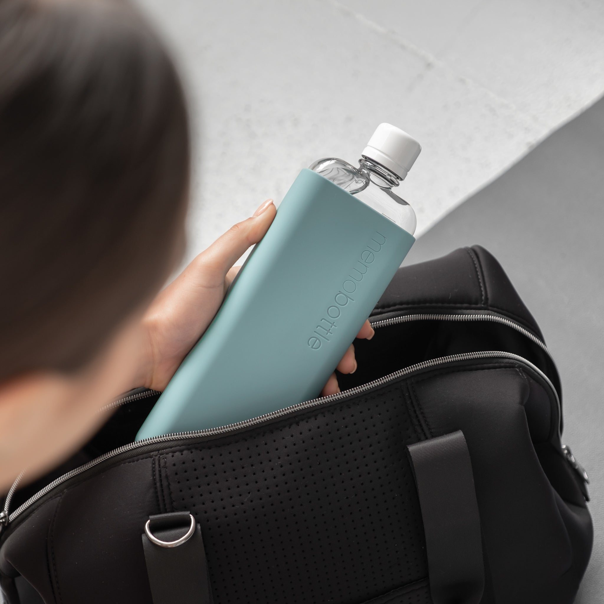 Original memobottle Gloss White Lid - Reusable, Leak-Proof Water Bottle for Office, Gym & Travel - Eco-Friendly BPA-Free Design
