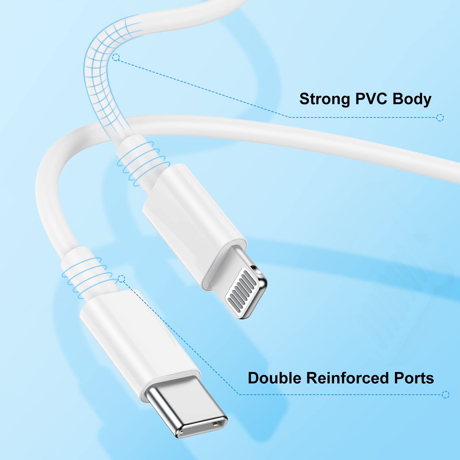 10FT USB C to Lightning Cable 2-Pack - Fast Charging iPhone Charger Cord Compatible with iPhone 13/12/11 Series, iPad & MacBook - Durable 10ft USB-C Cable for Home, Office & Travel Charging