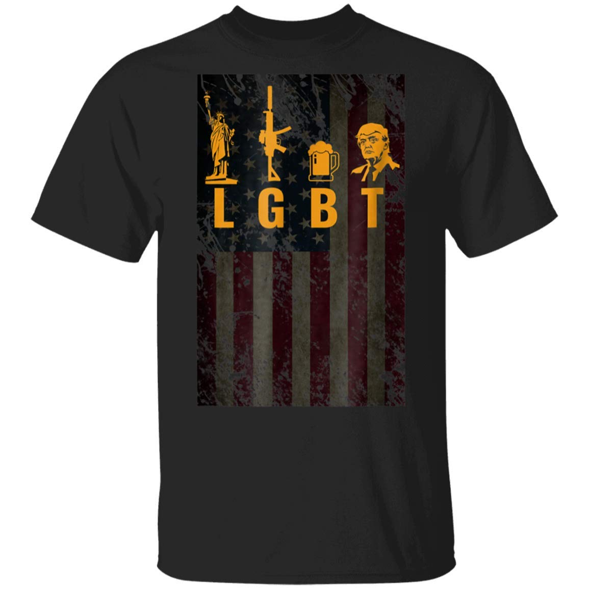 Funny LGBT Liberty Guns Beer Trump Support T-Shirt - Patriotic Political Humor Tee for Pride Parades & Conservative Events