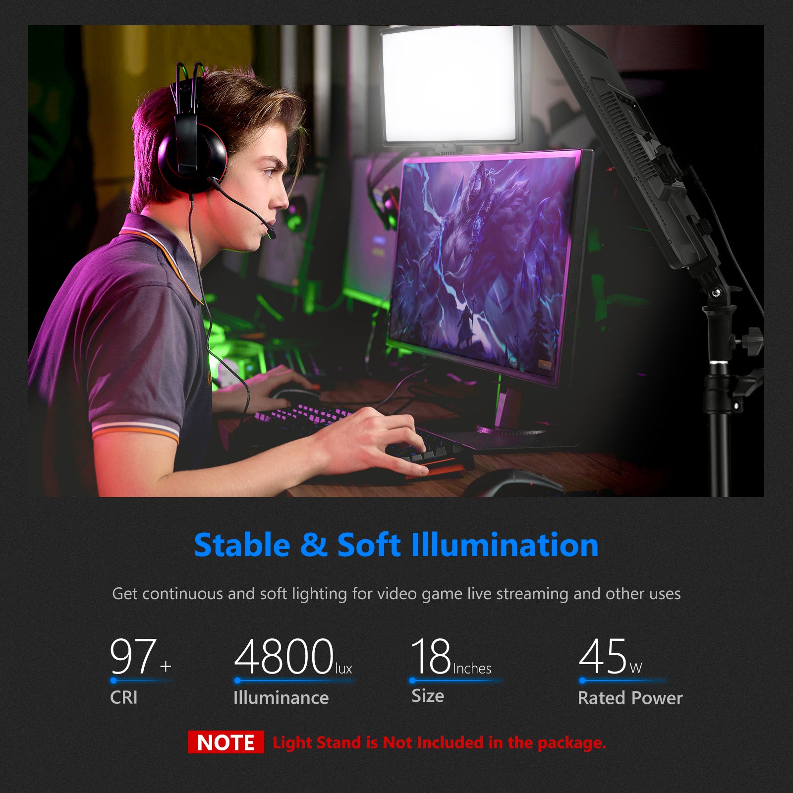 NEEWER NL288A Bi-Color LED Panel Light Kit - 3200K-5600K Adjustable, 288 LEDs, Dimmable, for Photography, Videography, YouTube, Studio, Live Streaming & Video Conferencing
