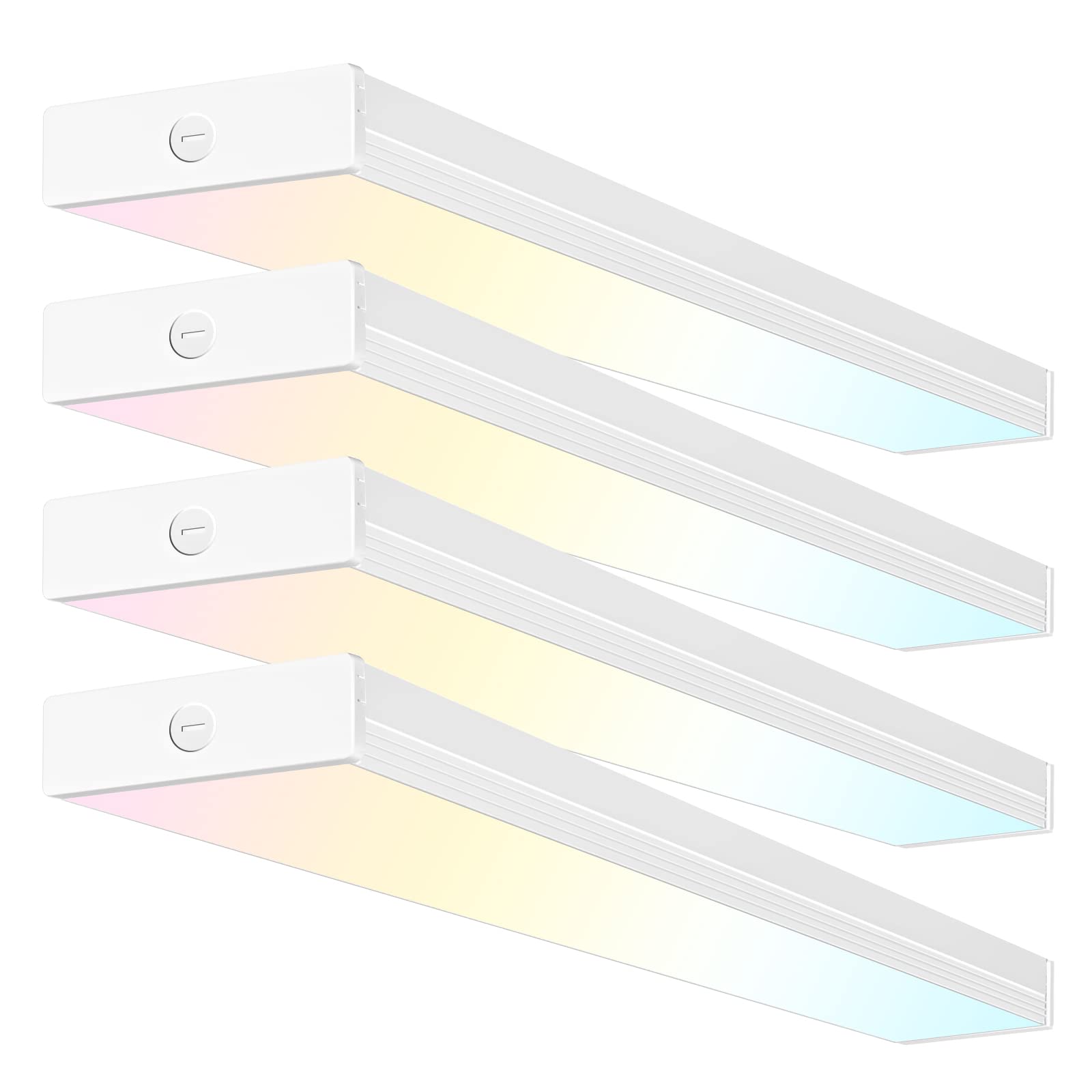 4 Pack 4FT LED Wraparound Light Fixture - 3 Selectable Wattages (55W/65W/75W), 3 Lumens Options (5500lm/6500lm/7500lm), 3 CCT Choices (3000K/4000K/5000K) - Flush Mount Office Ceiling Light, ETL Certified - Perfect for Commercial Spaces, Schools, Hospitals and Warehouse Lighting