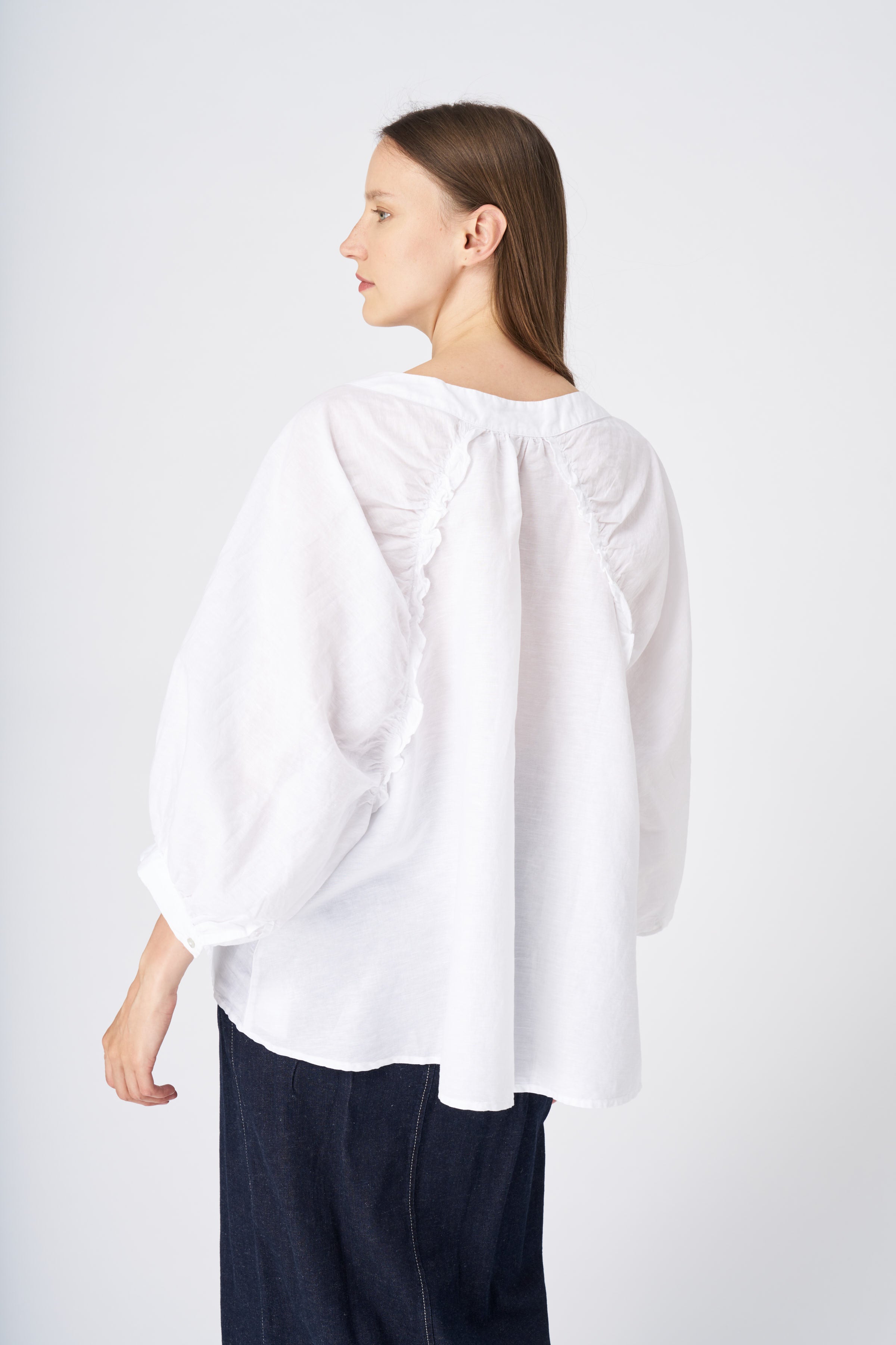 Elegant Ruffled Neckline Linen Peasant Blouse - Women's Boho Chic Top for Summer, Beach & Casual Outings