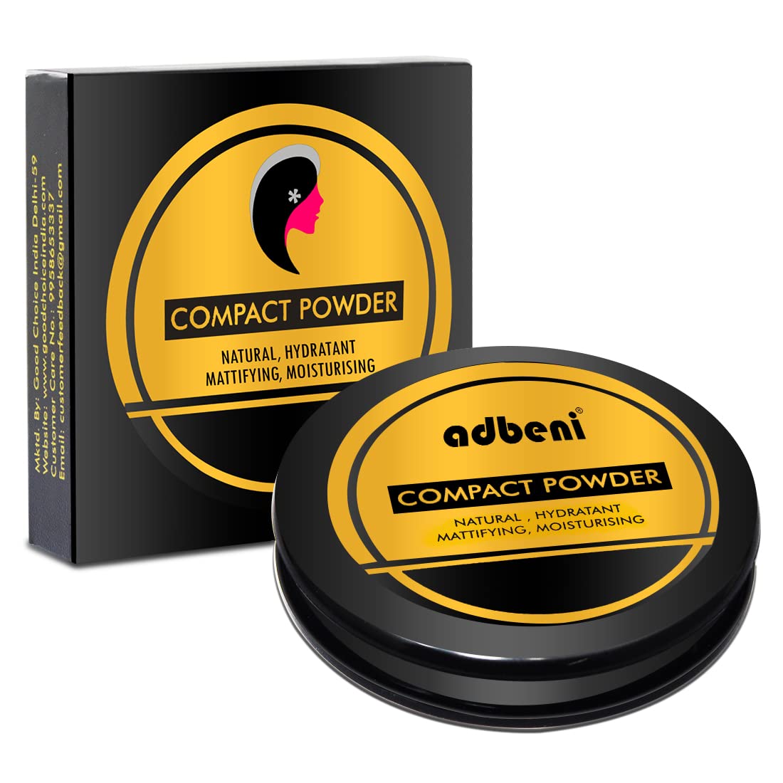 Adbeni Oil Control Compact Pressed Powder - Matte Finish, Long Lasting, Biege (CP02) | For Oily Skin & Shine-Free Makeup All Day | Perfect for Daily Use, Touch-Ups & On-The-Go Application