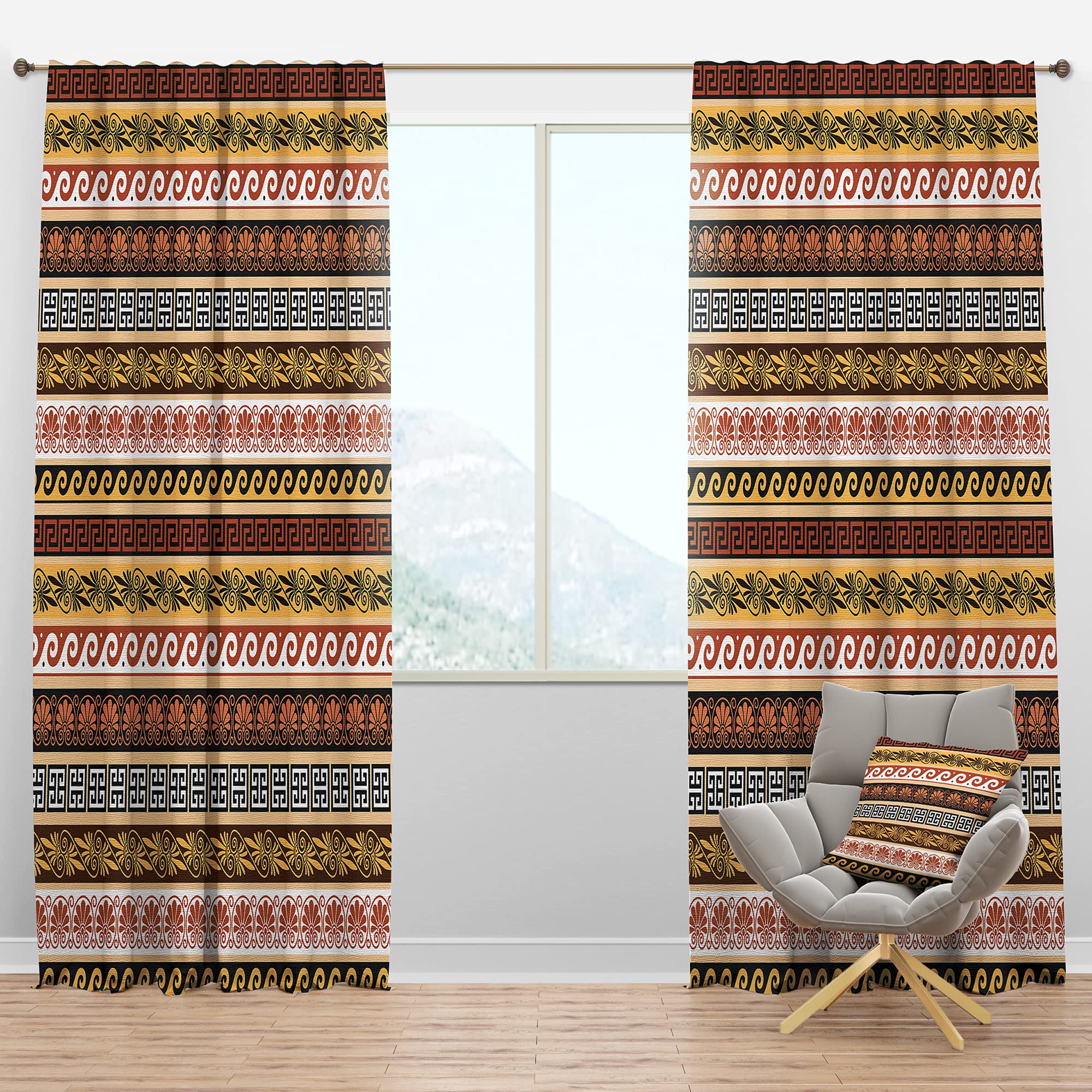 DesignQ Blackout Curtains with Ancient Greek Patterns - Thermal Insulated Single Panel (52x108 inches) for Bedroom & Living Room - Noise Reducing & Energy Saving Window Drapes for Better Sleep & Home Decor