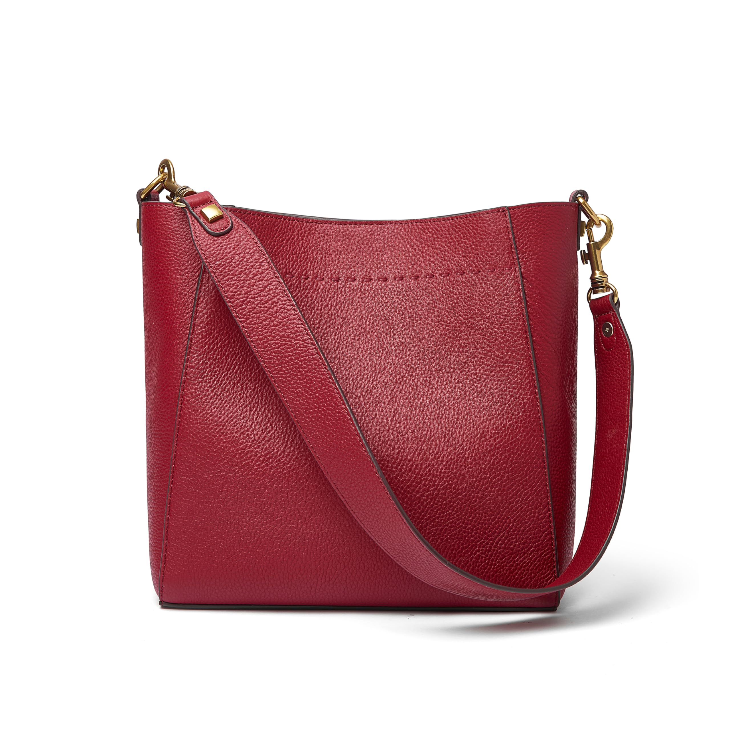 DORIS&JACKY Genuine Leather Bucket Tote Bag for Women - Fashion Designer Shoulder Hobo Purse with Detachable Wide Strap - Perfect for Work, Travel & Everyday Use