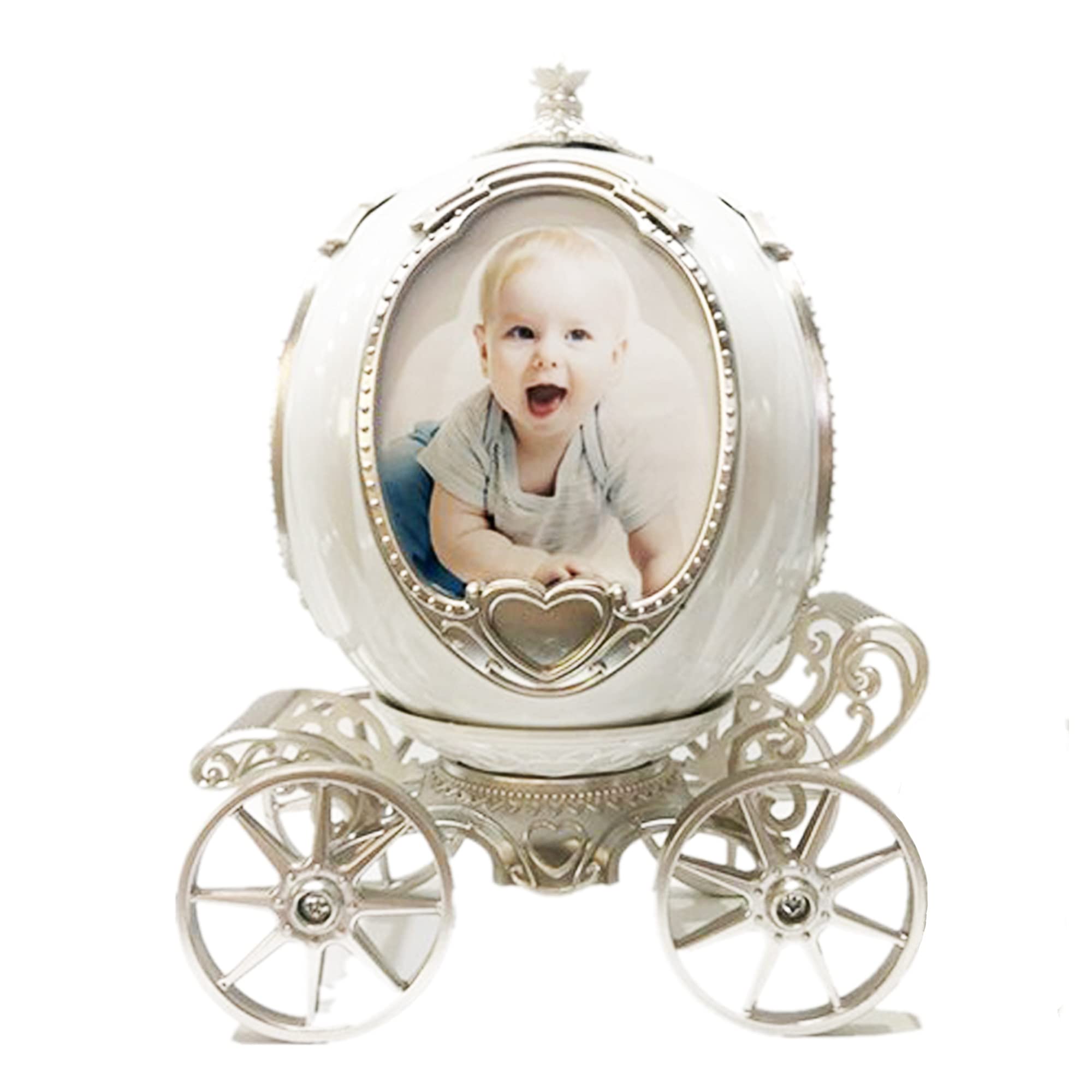 Rotating Pumpkin Car Photo Frame with Music Box - Unique Wedding & Children's Gift for Home Decor, Party Favors & Keepsakes