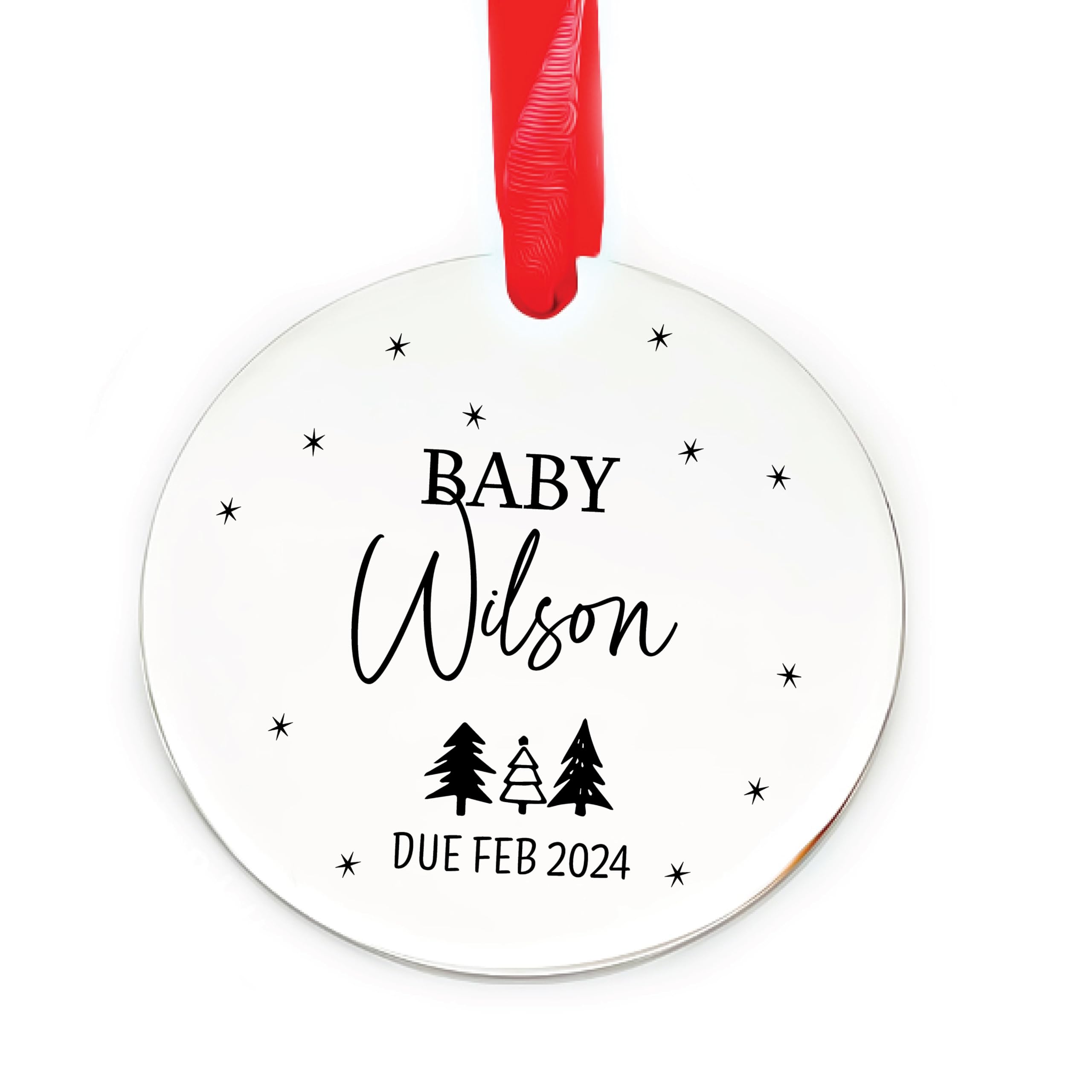 Personalized Baby Coming Soon Pregnancy Announcement Christmas Ornament - Custom New Baby Expecting Keepsake for Parents & Grandparents - Perfect for Holiday Decor, Baby Shower Gifts & First Christmas Celebration