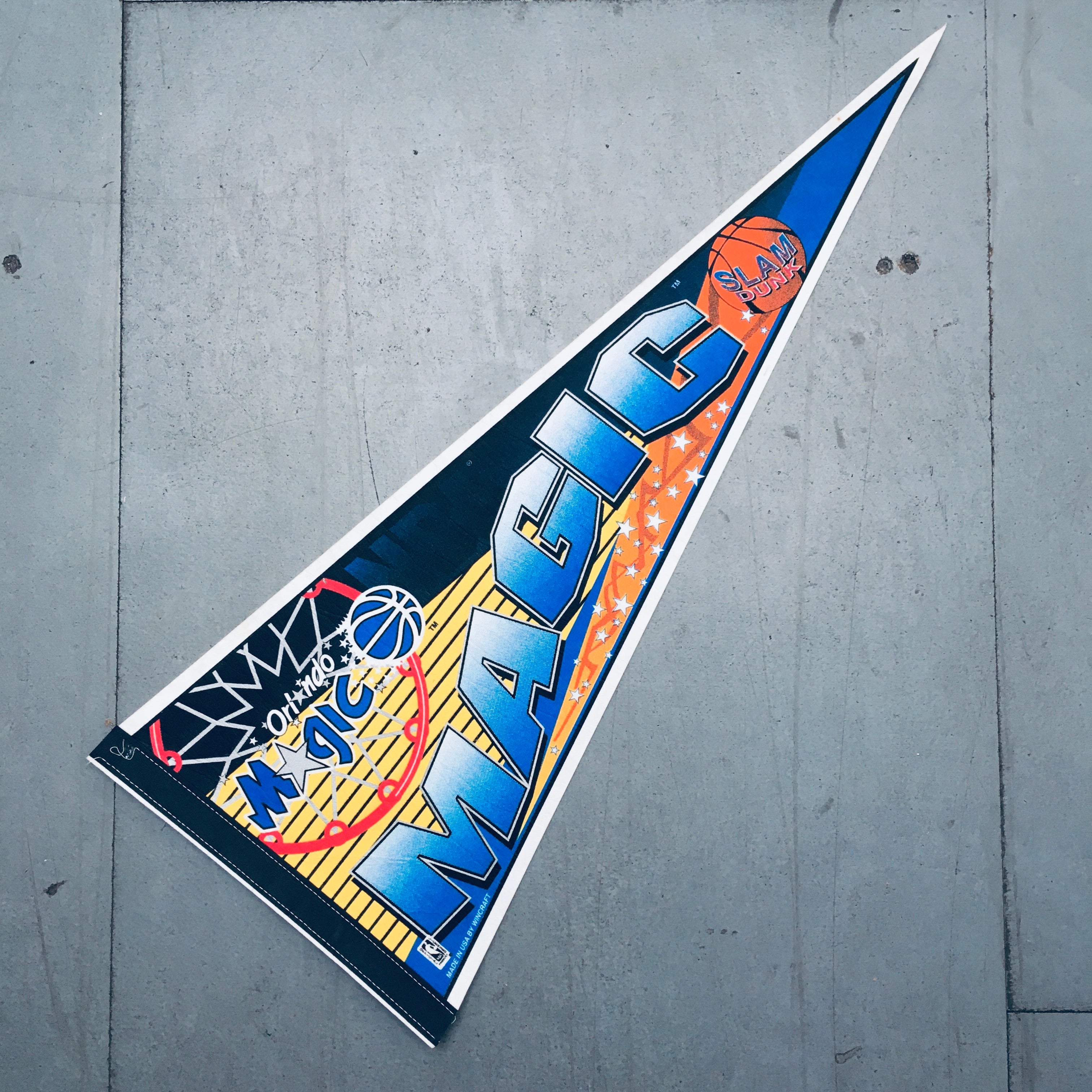 Vintage 1990s Orlando Magic Wincraft Felt Pennant - NBA Basketball Memorabilia for Sports Fans & Collectors | Perfect for Man Cave, Sports Room Decor, and Gift for Basketball Enthusiasts