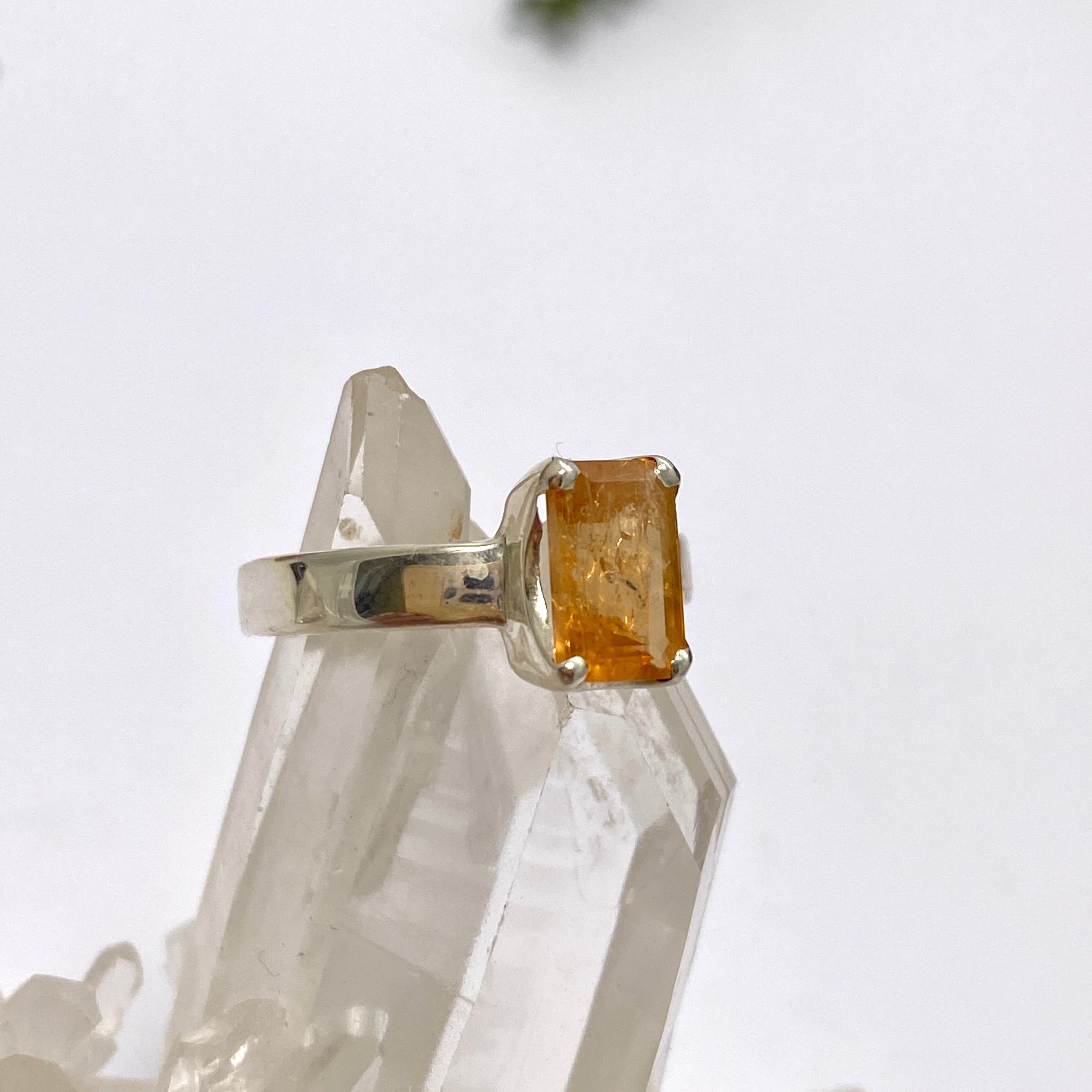 Imperial Topaz Rectangular Faceted Ring - Size 6.5 Sterling Silver Jewelry PRGJ766 - Perfect for Weddings, Anniversaries & Special Occasions