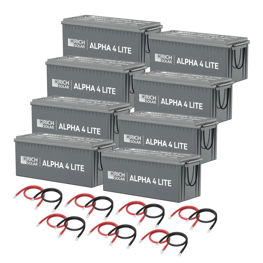 Rich Solar ALPHA 4 LITE 24V 200AH 800AH LiFePO4 Lithium Battery Bank - Solar Power Storage for Off-Grid Homes, RVs & Marine Applications