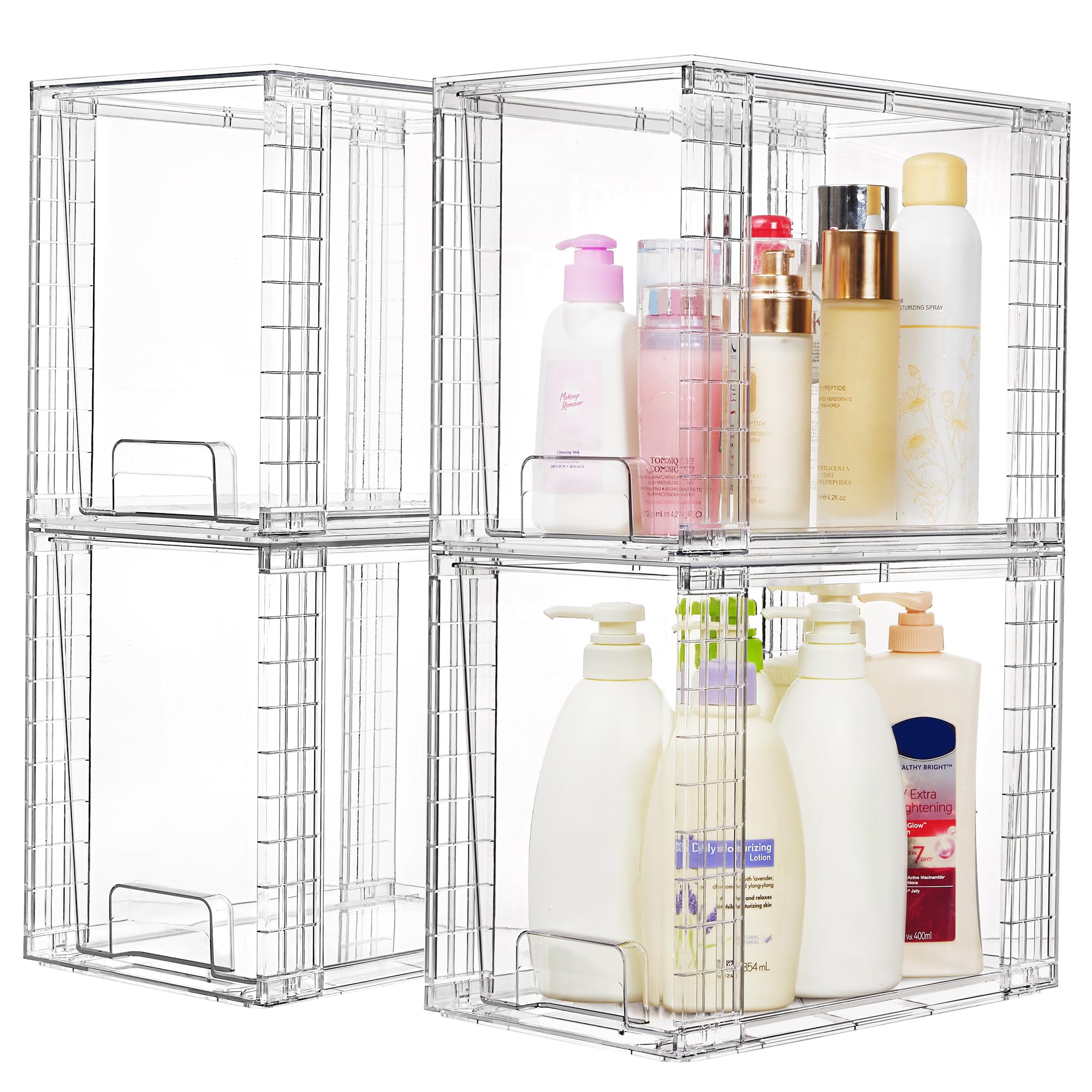 Vtopmart 4 Pack Clear Stackable Plastic Storage Drawers - 9.7