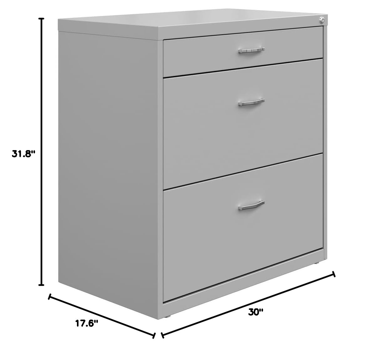 Lorell NuSparc Pencil Drawer Lateral File Cabinet - Silver Metal Office Storage for Documents & Supplies | Perfect for Home Office, School, or Workplace Organization