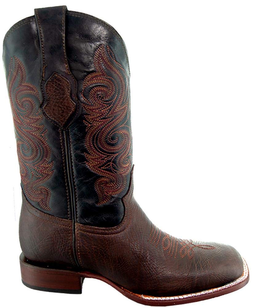 **Soto Boots Men's Genuine Leather Cowboy Boots - Broad Square Toe Western Boots H9001 (Brown, 9.5 M US) - Durable & Stylish for Riding, Work & Casual Wear**