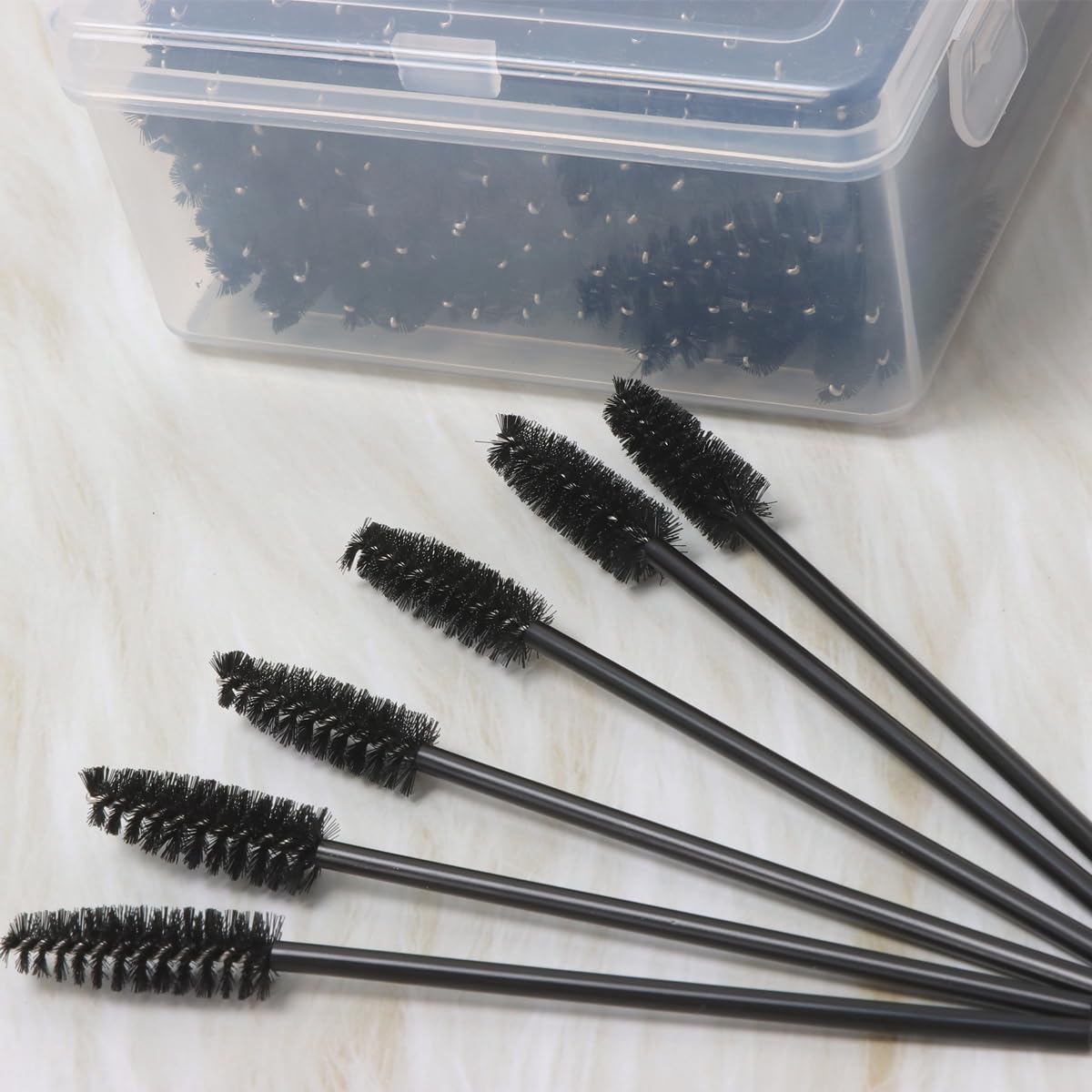 200Pcs Black Spoolie Brushes - Professional Mascara Wands & Brow Spoolies for Eyelash Extensions, Eyebrow Grooming - Perfect for Salon, Home Makeup & Beauty Kits