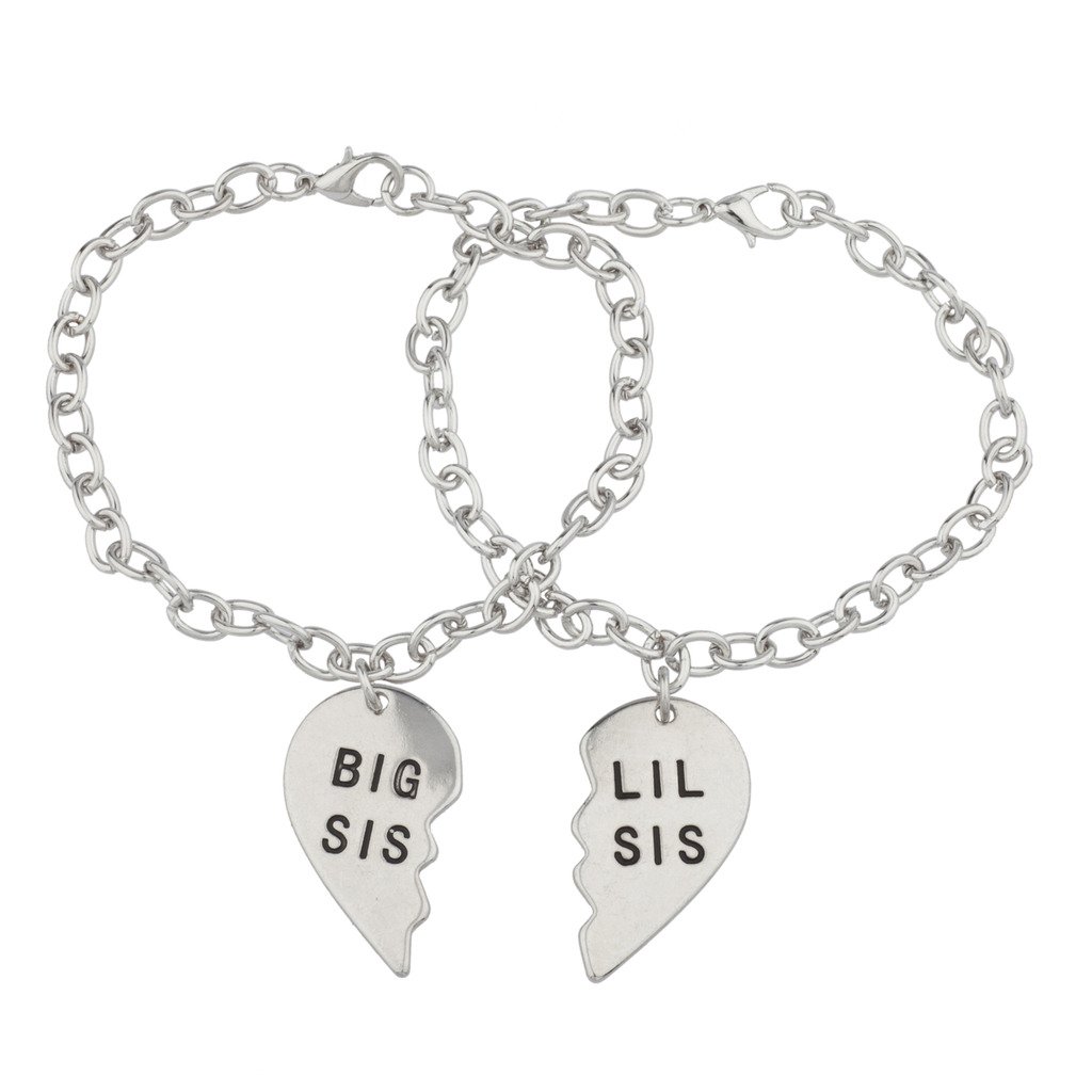 Lux Accessories Matching Bracelet Set of 2 - Big Sis Lil Sis BFF Best Friends Forever Sisters Family Jewelry for Gifts & Special Occasions