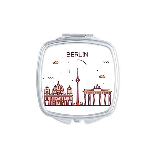 DIYthinker Berlin Germany Flat Landmark Pattern Mirror - Portable Compact Pocket Makeup Mirror with Double Sided Glass - Perfect for Travel, Home & Office Use