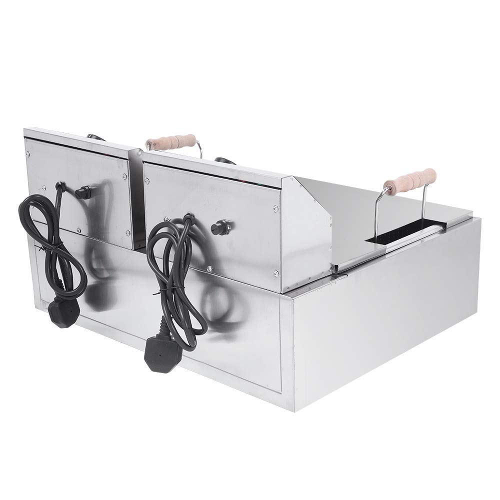 Commercial Grade Electric Stainless Steel Deep Fryer with Basket - 12L Single Cylinder (2-Pack) for Restaurants, Food Trucks & Home Kitchens