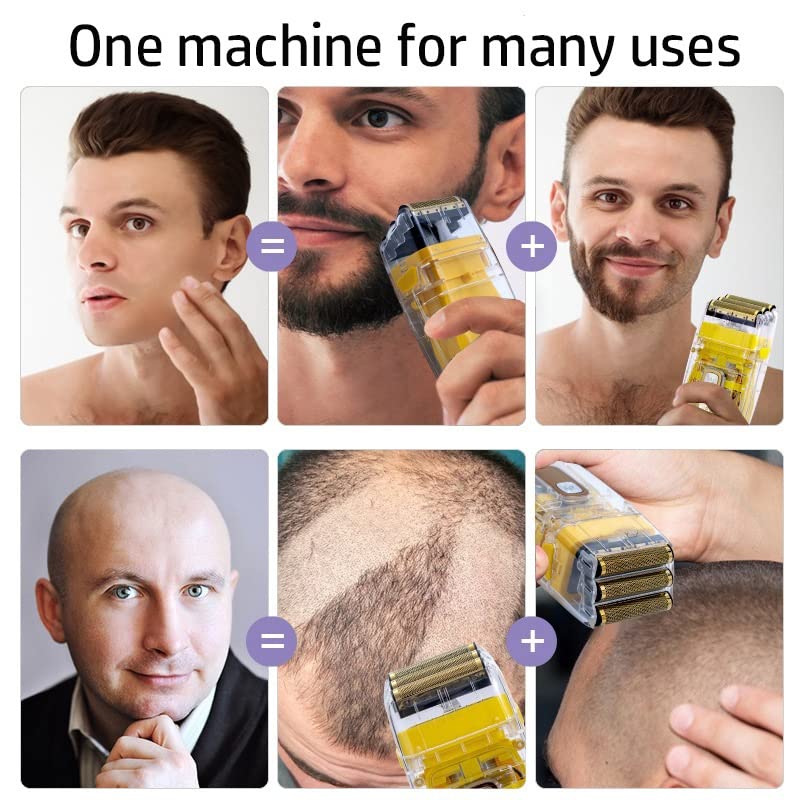 Premium Rechargeable Electric Razor for Men - 3-Blade Wet/Dry Shaver with Washable Head for Beard, Hair & Bald Shaving | Home & Travel Use, Gift for Dad & Groom